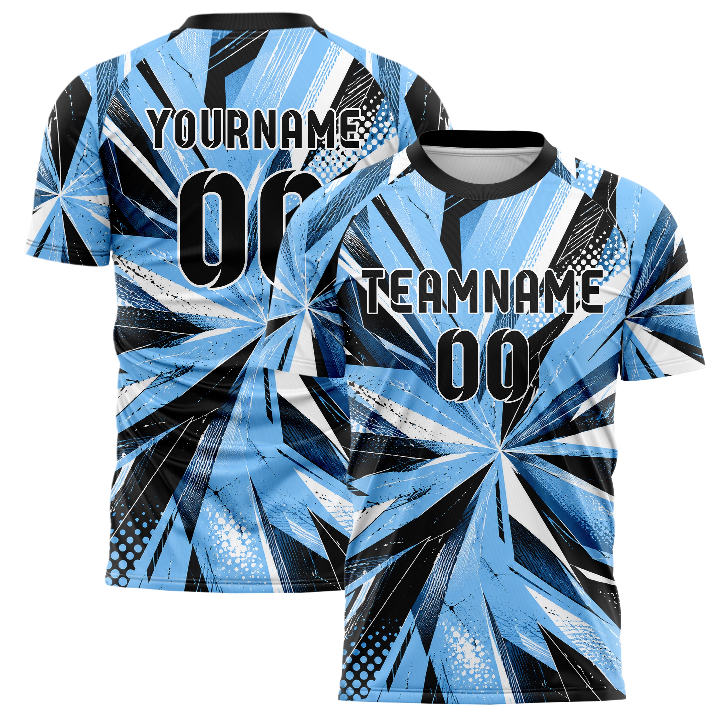 Puderblau lebendiges abstrakte Linien Polygon Shards Design 12-0042 individuelles Fußballtrikot main