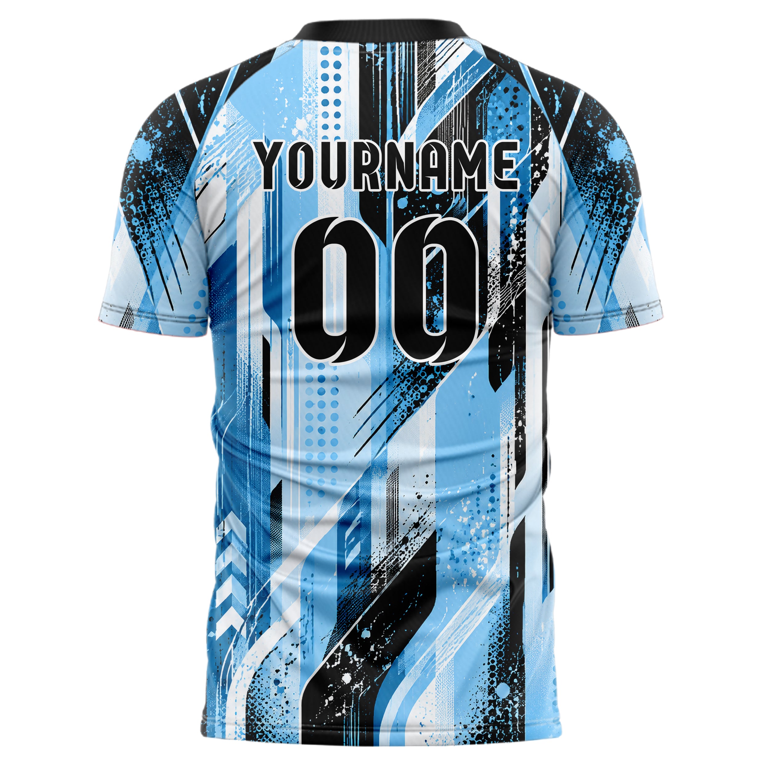 Puderblau lebendiges abstrakte Linien Speckles Line Accents Design 12-0192 individuelles Fußballtrikot back