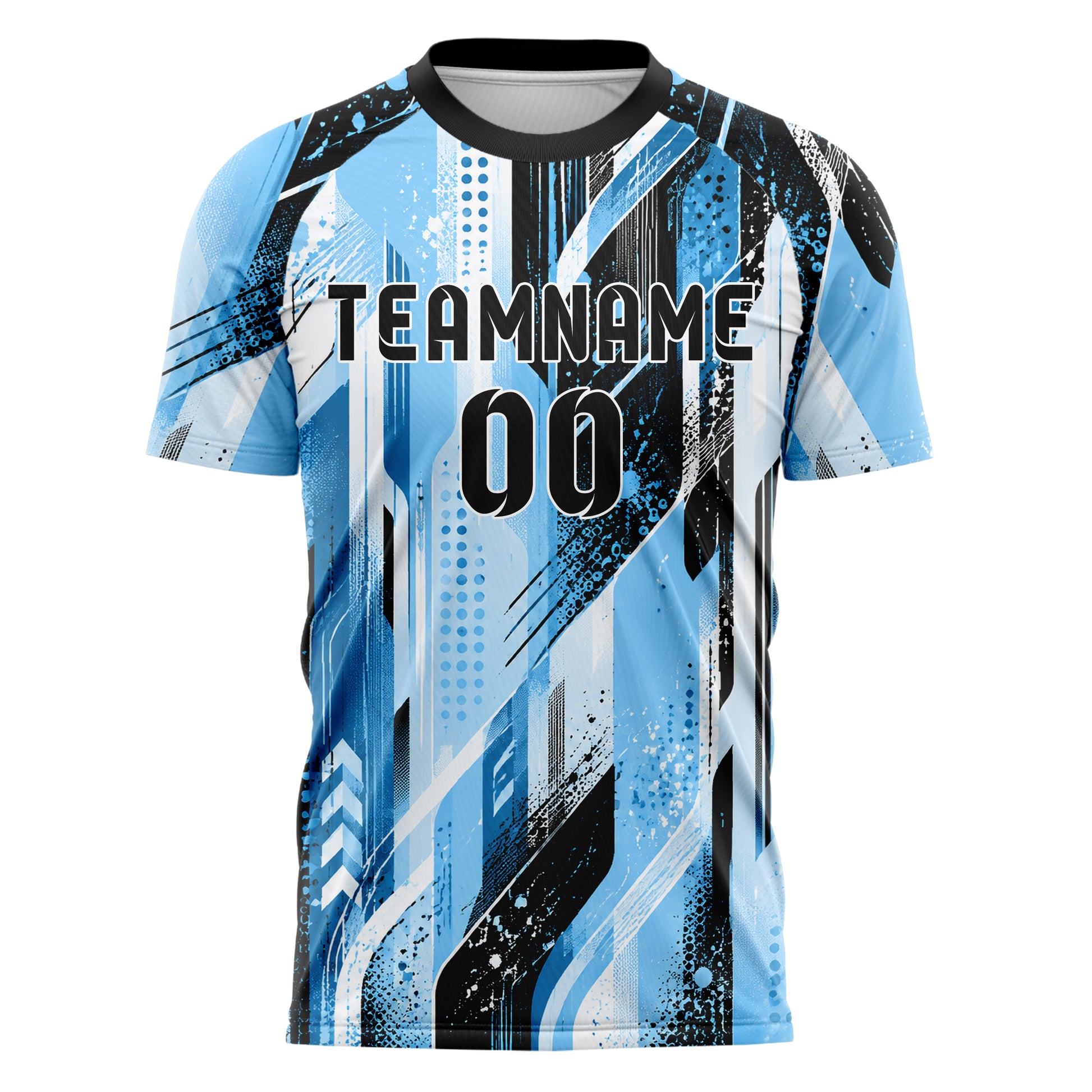 Puderblau lebendiges abstrakte Linien Speckles Line Accents Design 12-0192 individuelles Fußballtrikot front