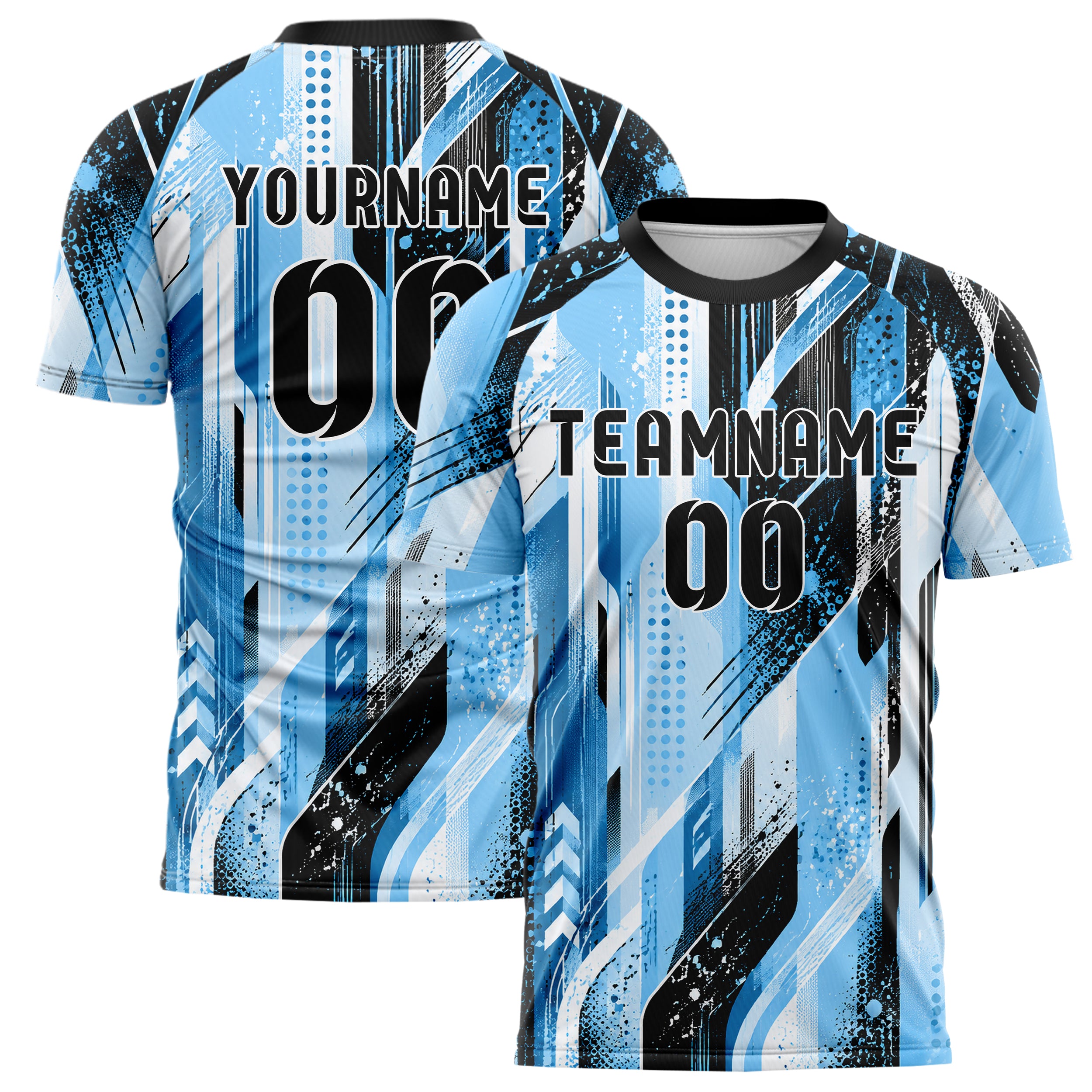 Puderblau lebendiges abstrakte Linien Speckles Line Accents Design 12-0192 individuelles Fußballtrikot main
