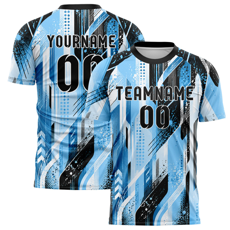 Puderblau lebendiges abstrakte Linien Speckles Line Accents Design 12-0192 individuelles Fußballtrikot main
