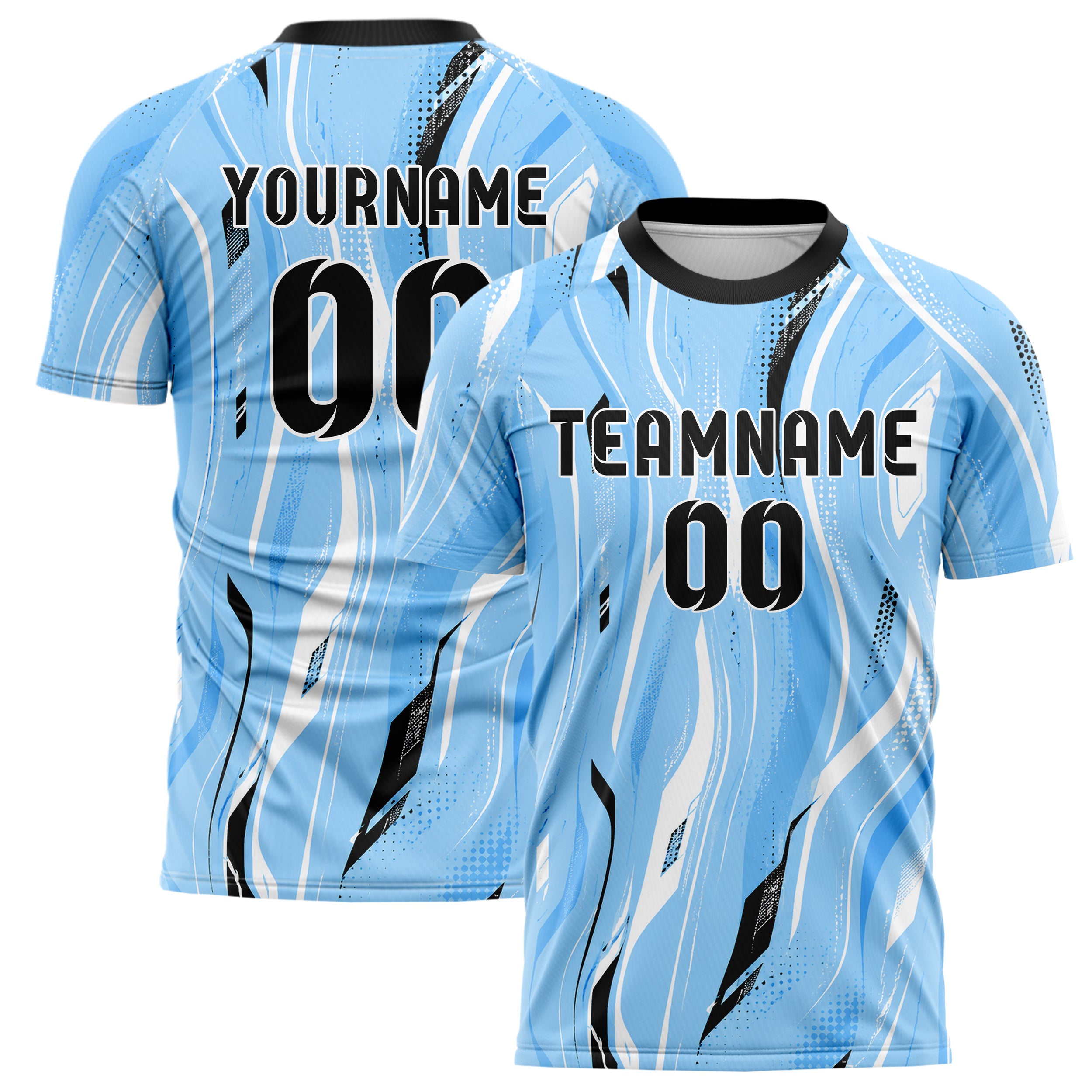 Puderblau lebendiges abstrakte Linien wavy Parallel Curves Design 12-0150 individuelles Fußballtrikot main