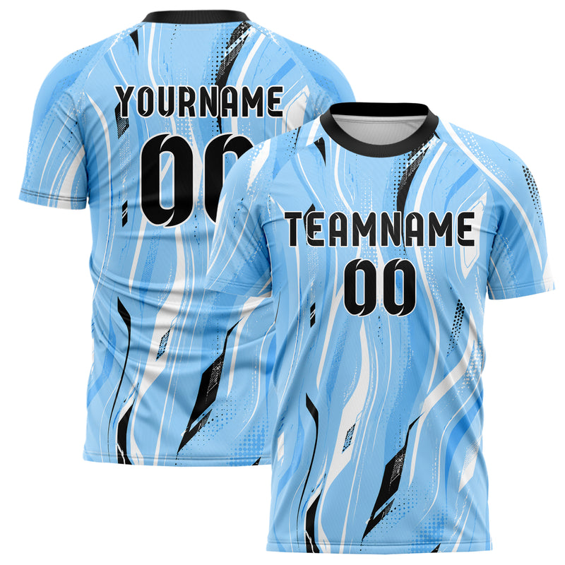 Puderblau lebendiges abstrakte Linien wavy Parallel Curves Design 12-0150 individuelles Fußballtrikot main