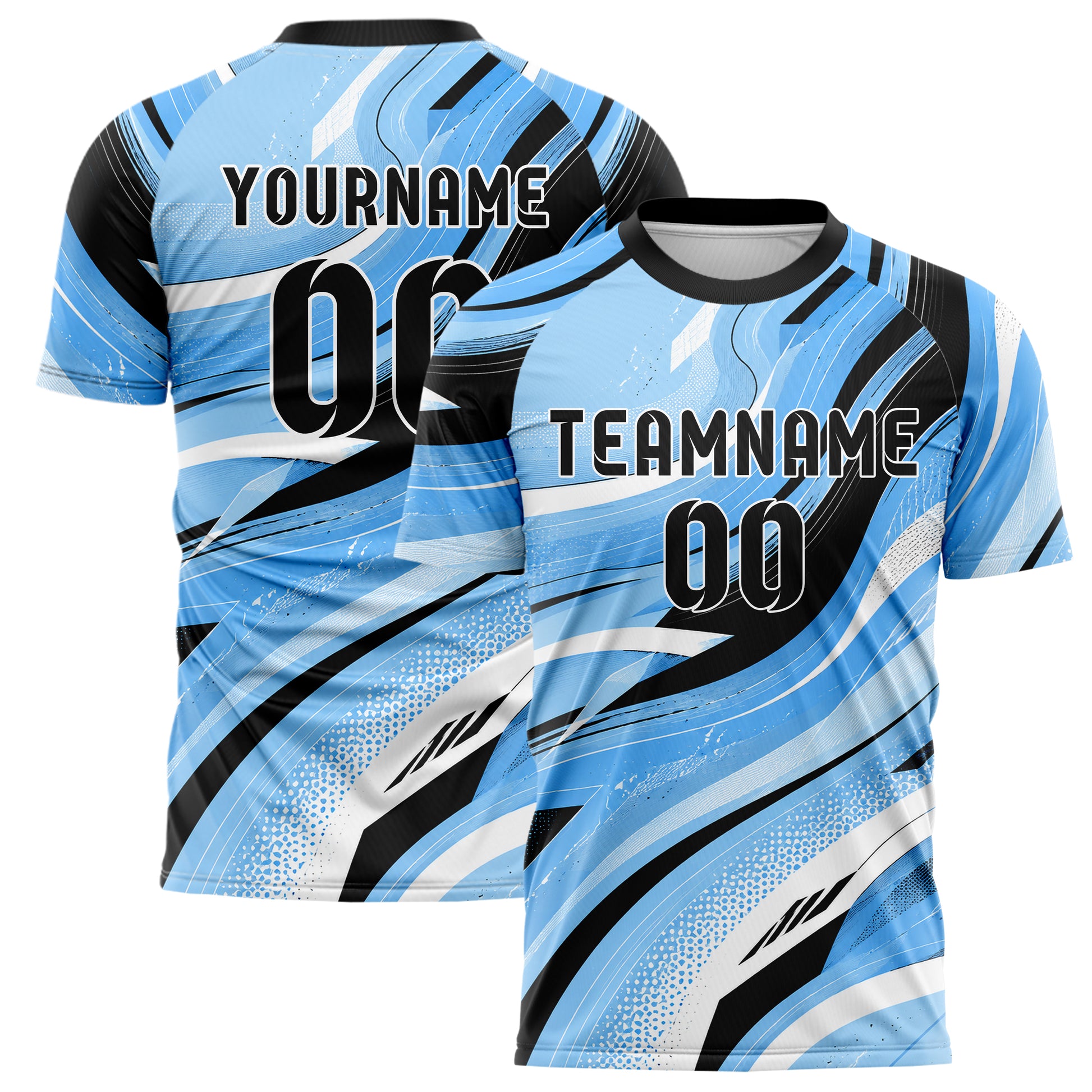 Puderblau lebendiges abstrakte Linien wavy Parallel Curves Design 12-0390 individuelles Fußballtrikot main