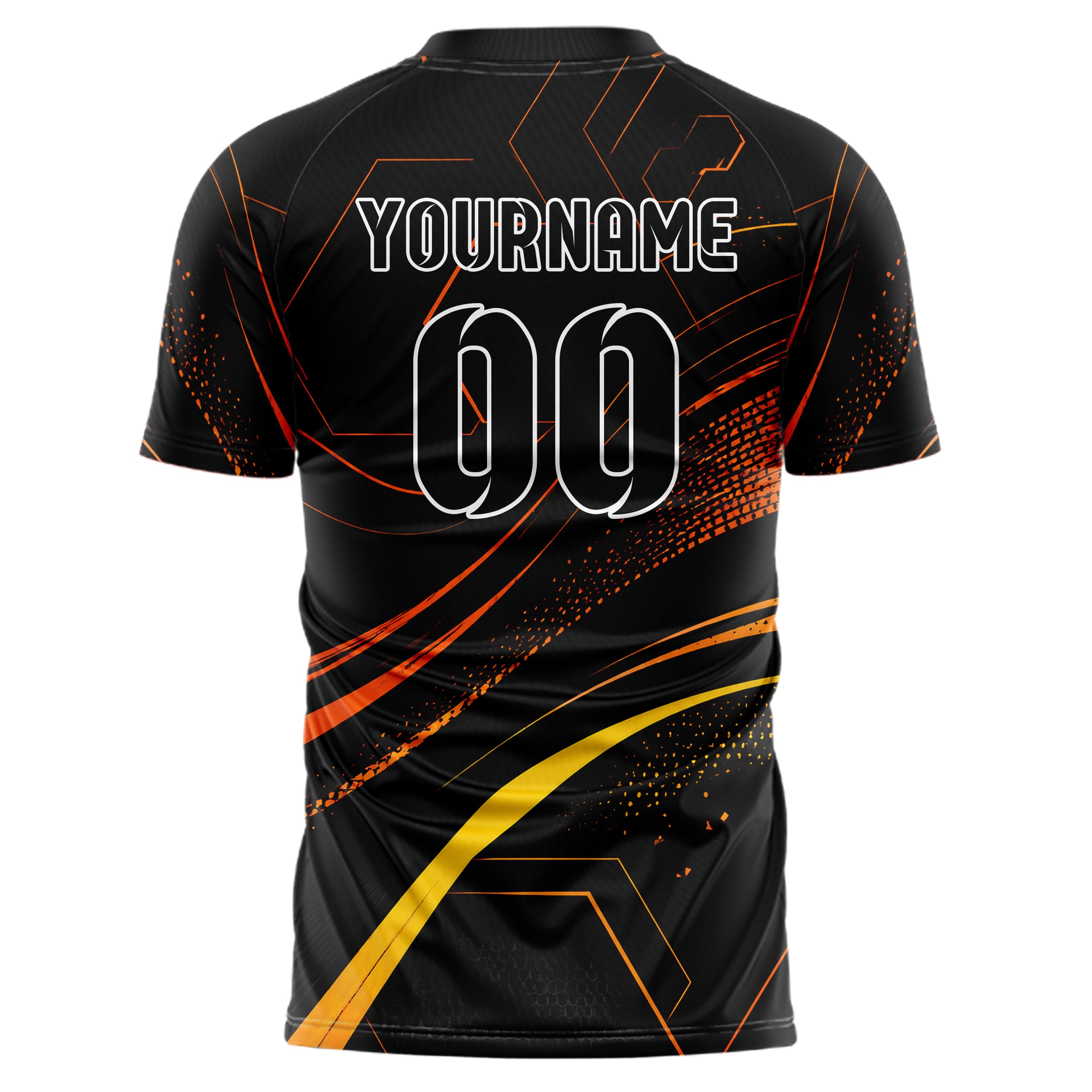 Schwarz dunkles abstrakte Linien Hexagons Curve Lines Design 12-0341 individuelles Fußballtrikot back