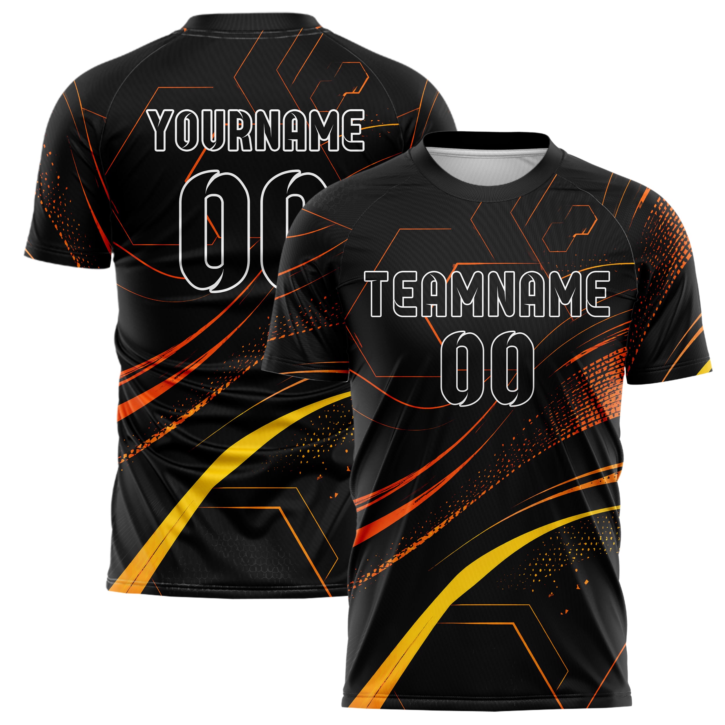 Schwarz dunkles abstrakte Linien Hexagons Curve Lines Design 12-0341 individuelles Fußballtrikot main