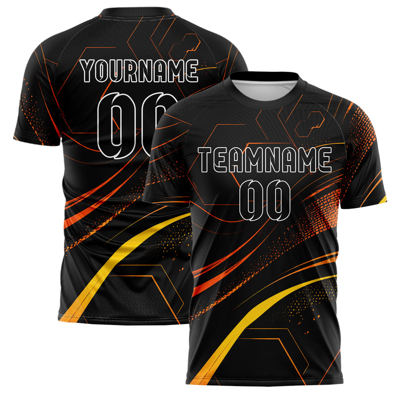 Schwarz dunkles abstrakte Linien Hexagons Curve Lines Design 12-0341 individuelles Fußballtrikot main