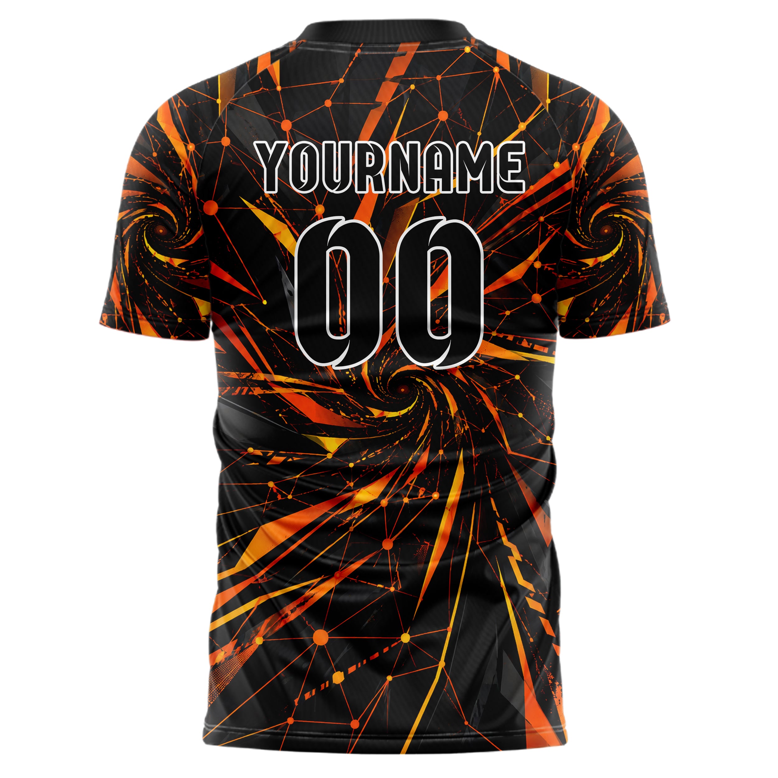 Schwarz dunkles abstrakte Linien Network Web Design 12-0431 individuelles Fußballtrikot back