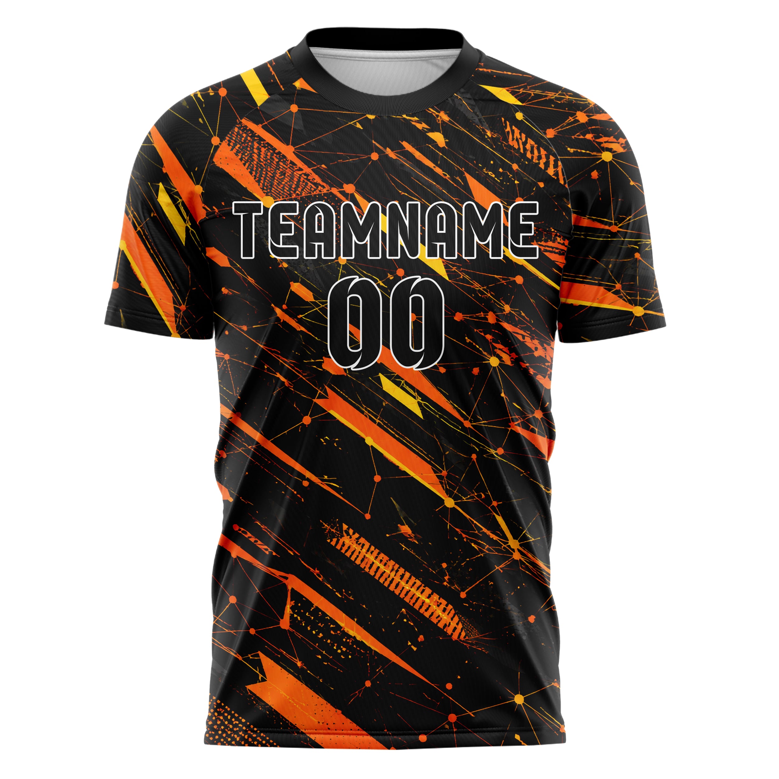 Schwarz dunkles abstrakte Linien Network Web Design 12-0527 individuelles Fußballtrikot front