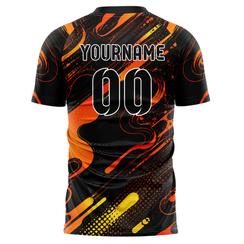 Schwarz dunkles abstrakte Linien Organic Blobs Outline Design 12-0068 individuelles Fußballtrikot back
