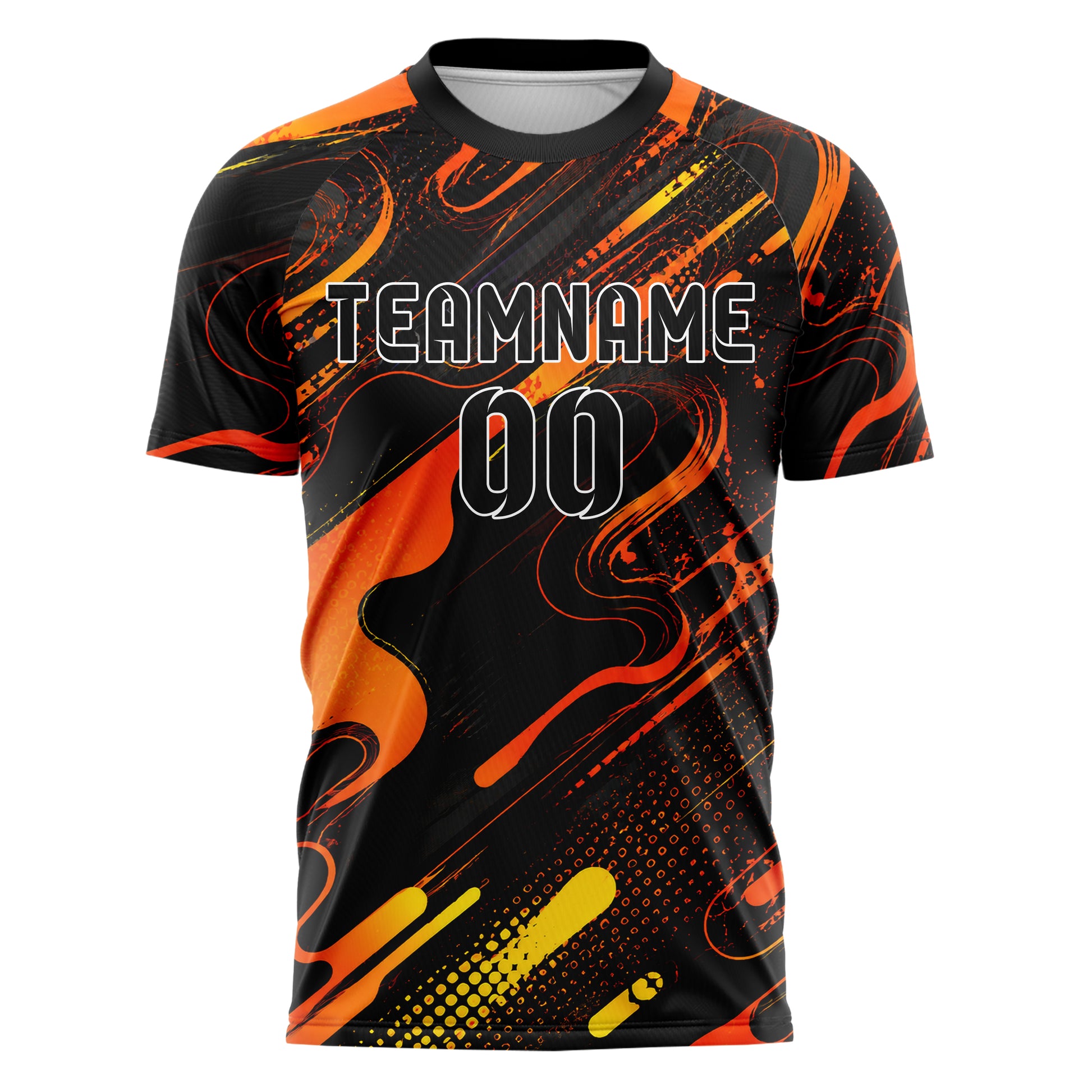 Schwarz dunkles abstrakte Linien Organic Blobs Outline Design 12-0068 individuelles Fußballtrikot front