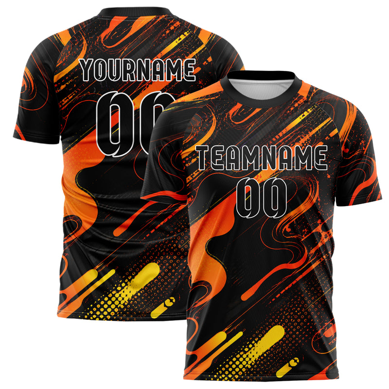 Schwarz dunkles abstrakte Linien Organic Blobs Outline Design 12-0068 individuelles Fußballtrikot main