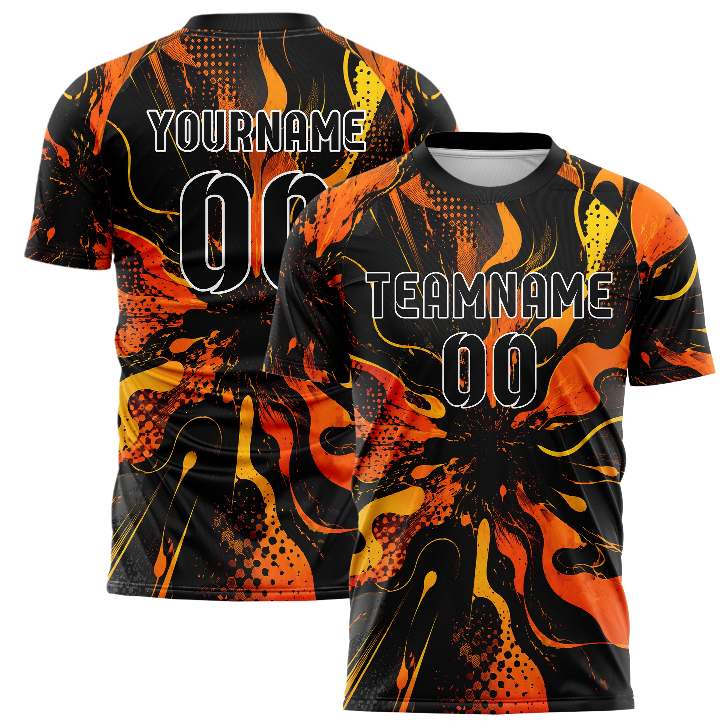 Schwarz dunkles abstrakte Linien Organic Blobs Outline Design 12-0212 individuelles Fußballtrikot main