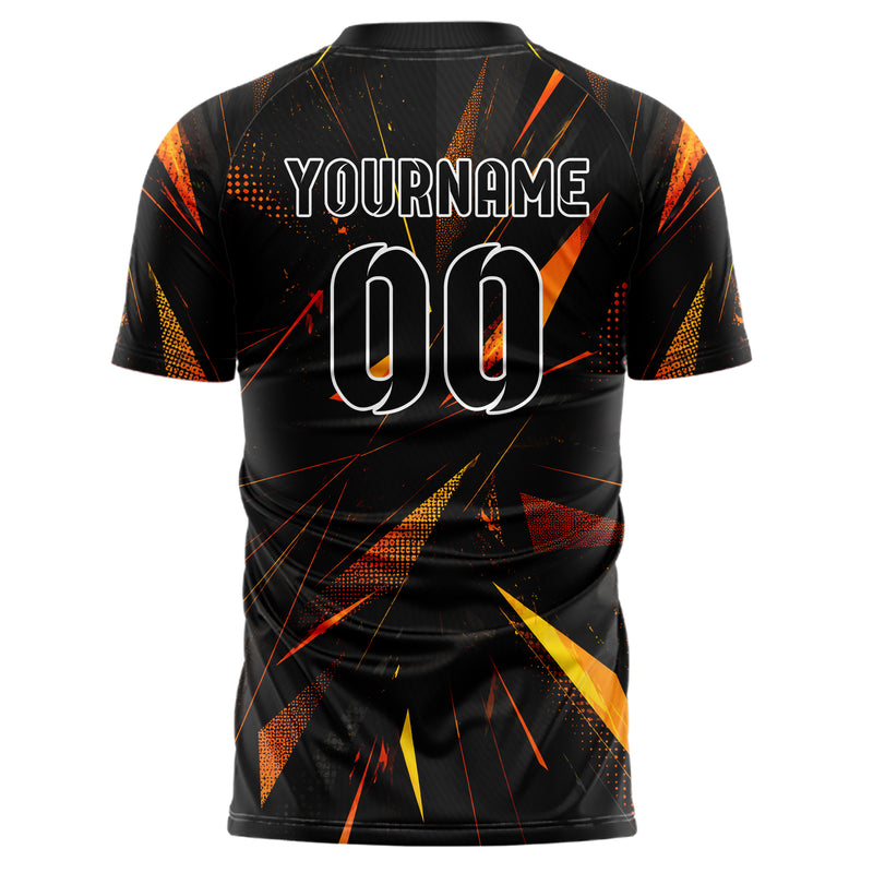 Schwarz dunkles abstrakte Linien Polygon Shards Design 12-0242 individuelles Fußballtrikot back