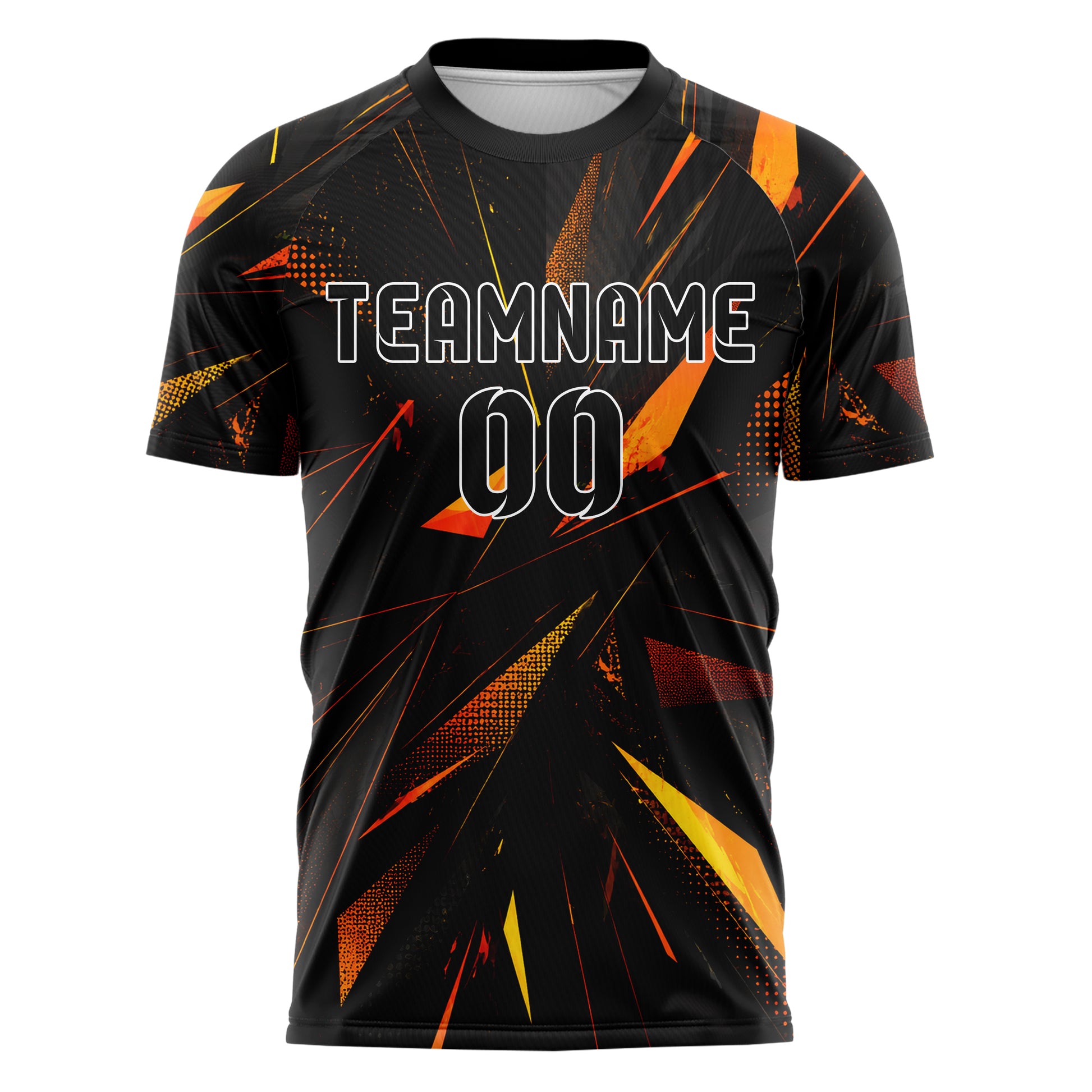 Schwarz dunkles abstrakte Linien Polygon Shards Design 12-0242 individuelles Fußballtrikot front