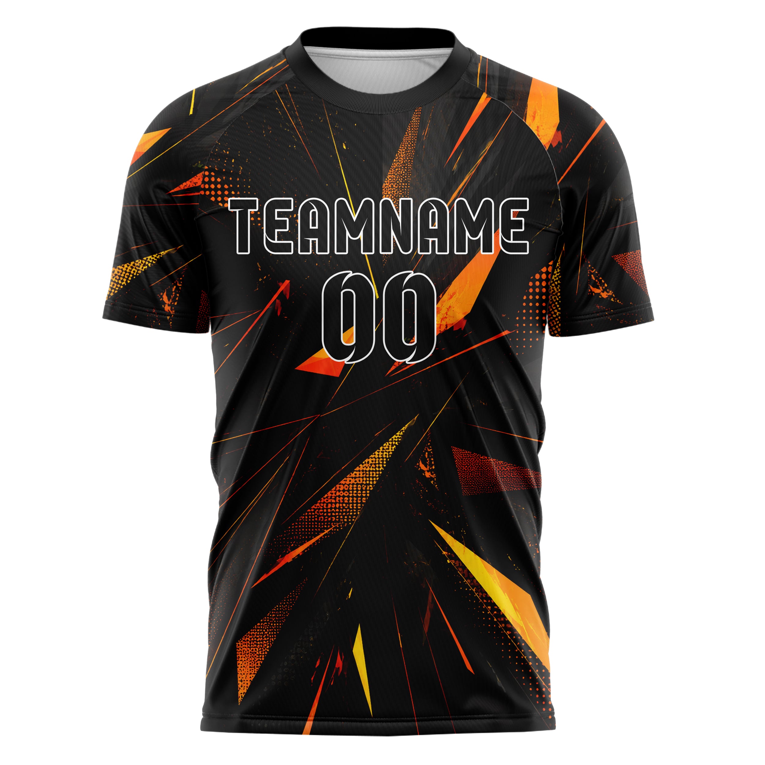 Schwarz dunkles abstrakte Linien Polygon Shards Design 12-0242 individuelles Fußballtrikot front