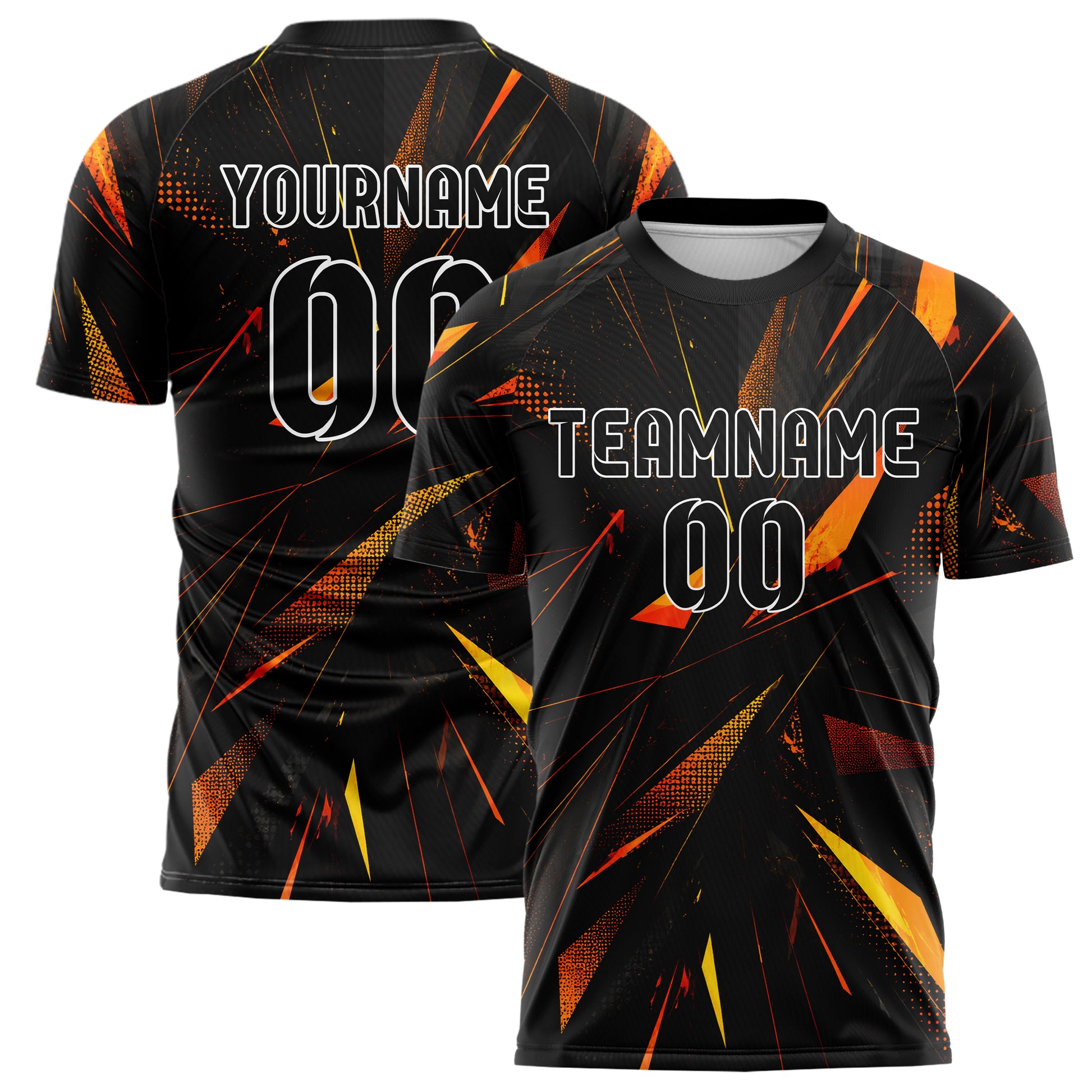 Schwarz dunkles abstrakte Linien Polygon Shards Design 12-0242 individuelles Fußballtrikot main