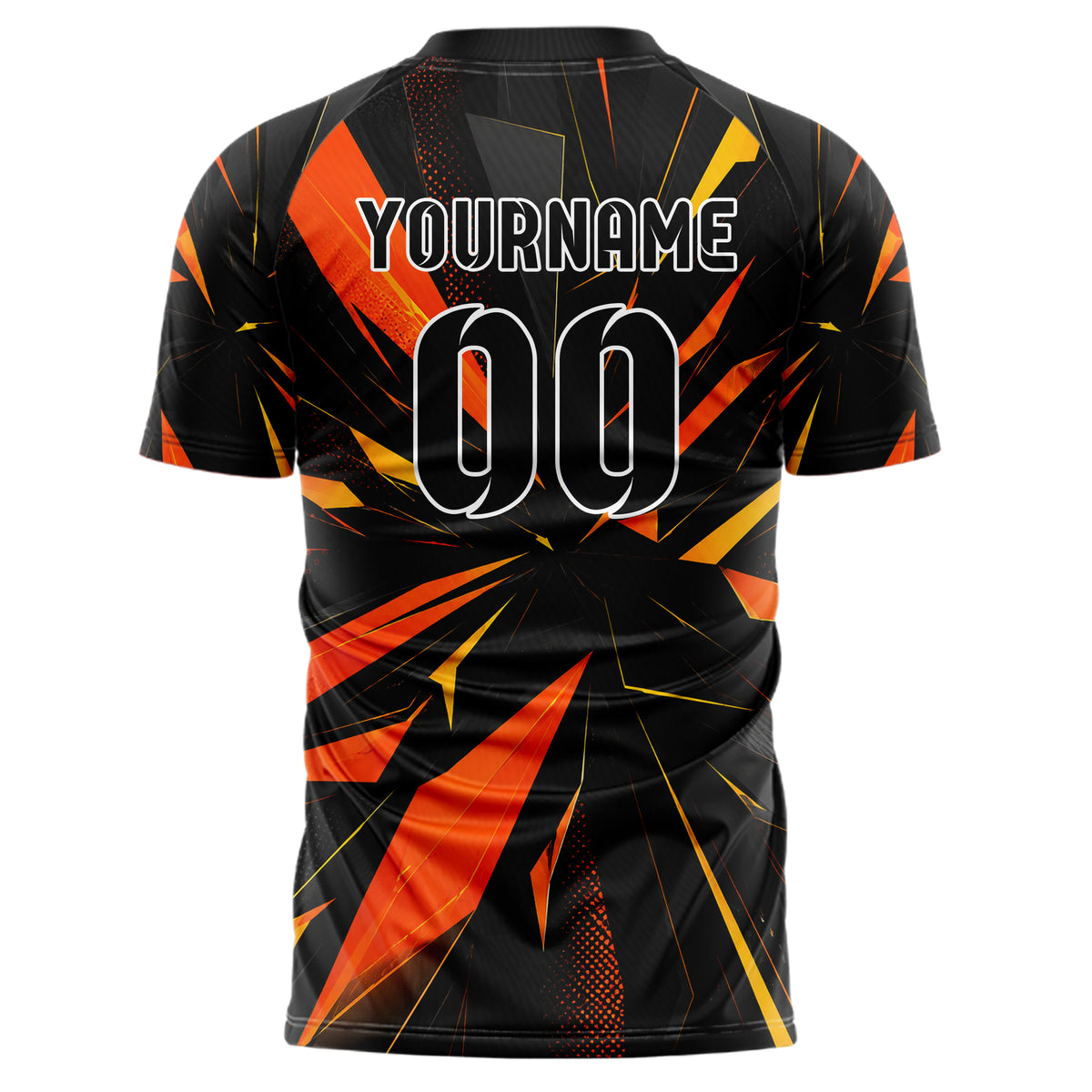 Schwarz dunkles abstrakte Linien Polygon Shards Design 12-0602 individuelles Fußballtrikot back