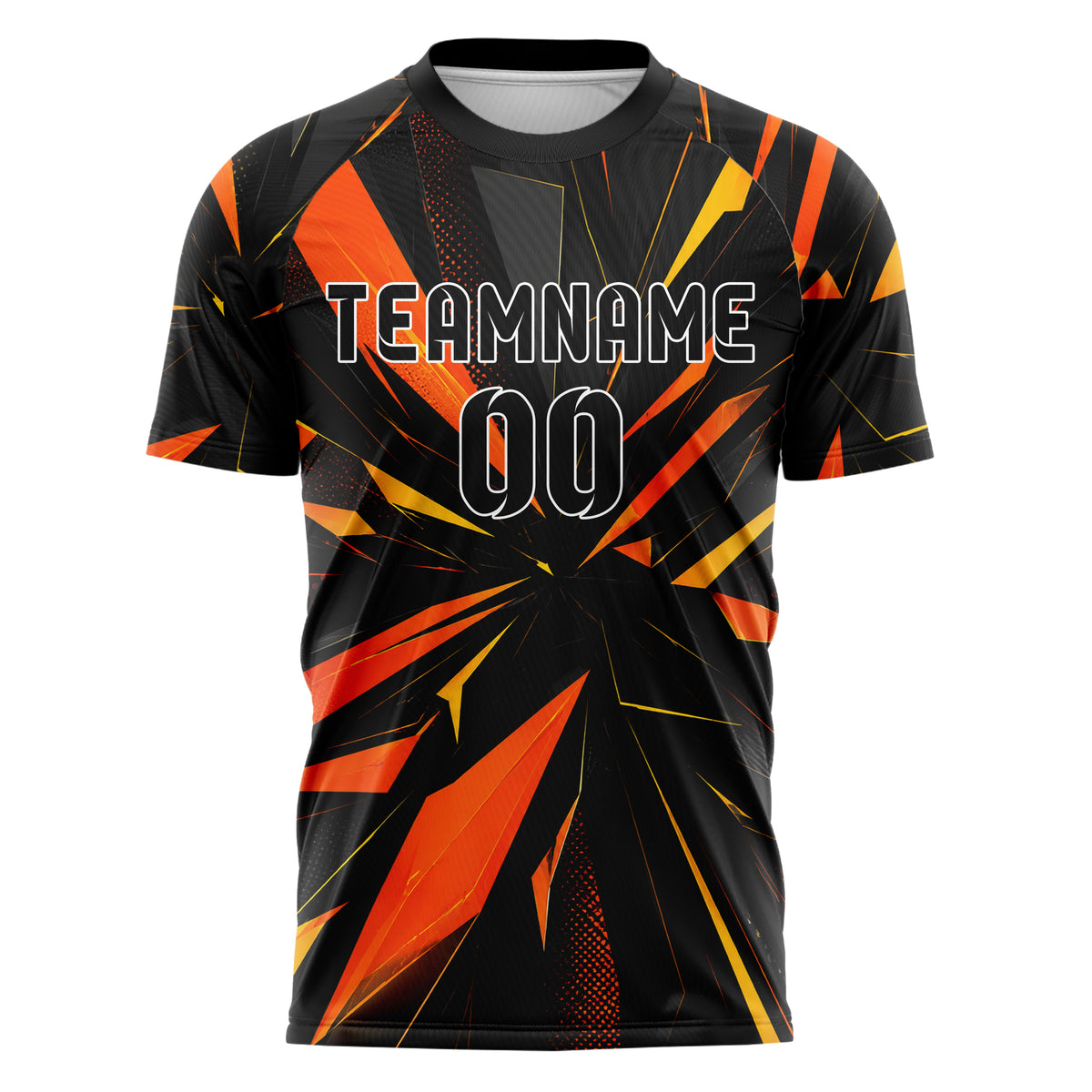 Schwarz dunkles abstrakte Linien Polygon Shards Design 12-0602 individuelles Fußballtrikot front
