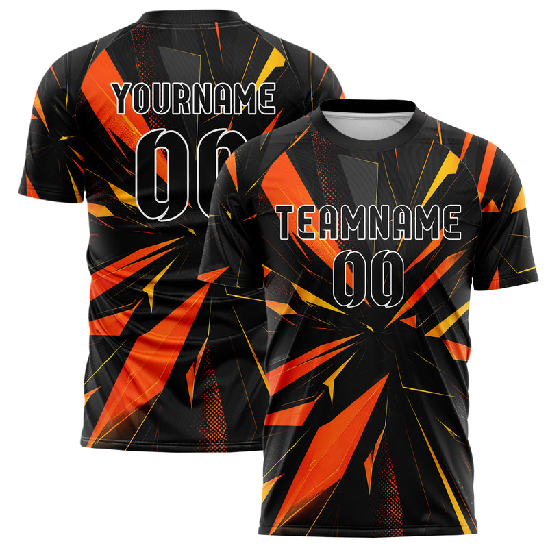 Schwarz dunkles abstrakte Linien Polygon Shards Design 12-0602 individuelles Fußballtrikot main