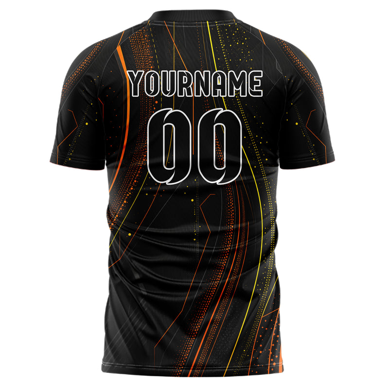 Schwarz dunkles abstrakte Linien Speckles Line Accents Design 12-0008 individuelles Fußballtrikot back