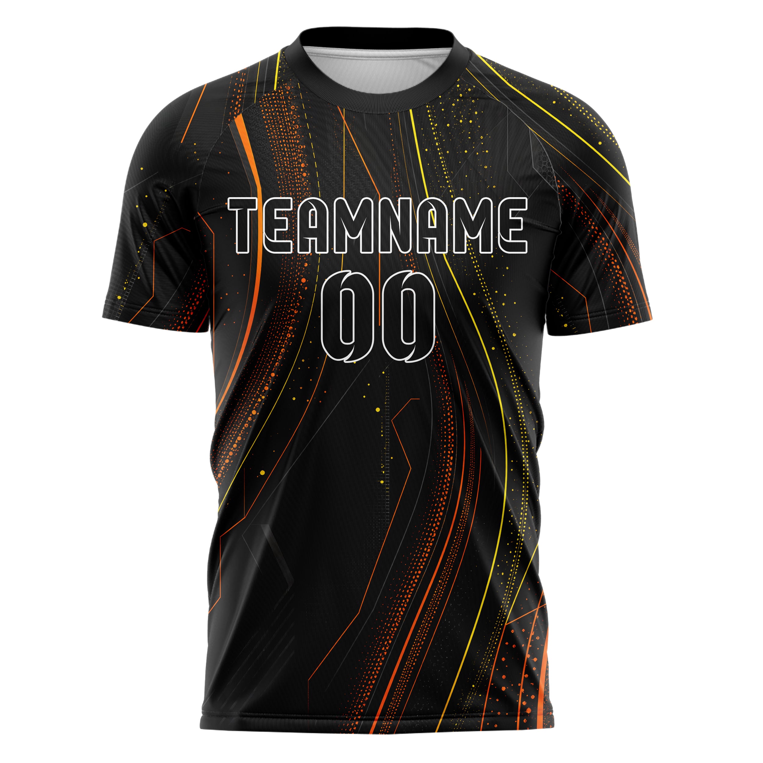 Schwarz dunkles abstrakte Linien Speckles Line Accents Design 12-0008 individuelles Fußballtrikot front