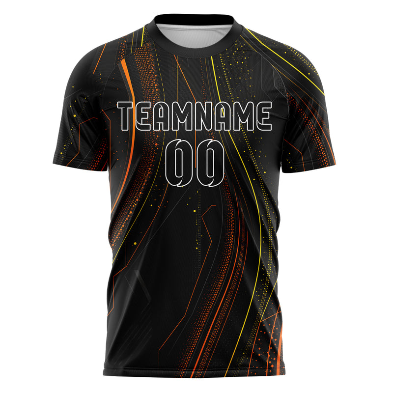 Schwarz dunkles abstrakte Linien Speckles Line Accents Design 12-0008 individuelles Fußballtrikot front