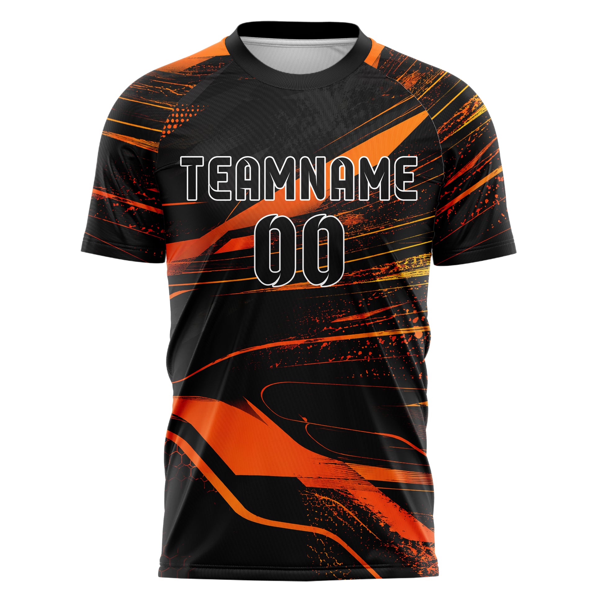 Schwarz dunkles abstrakte Linien Speckles Line Accents Design 12-0032 individuelles Fußballtrikot front