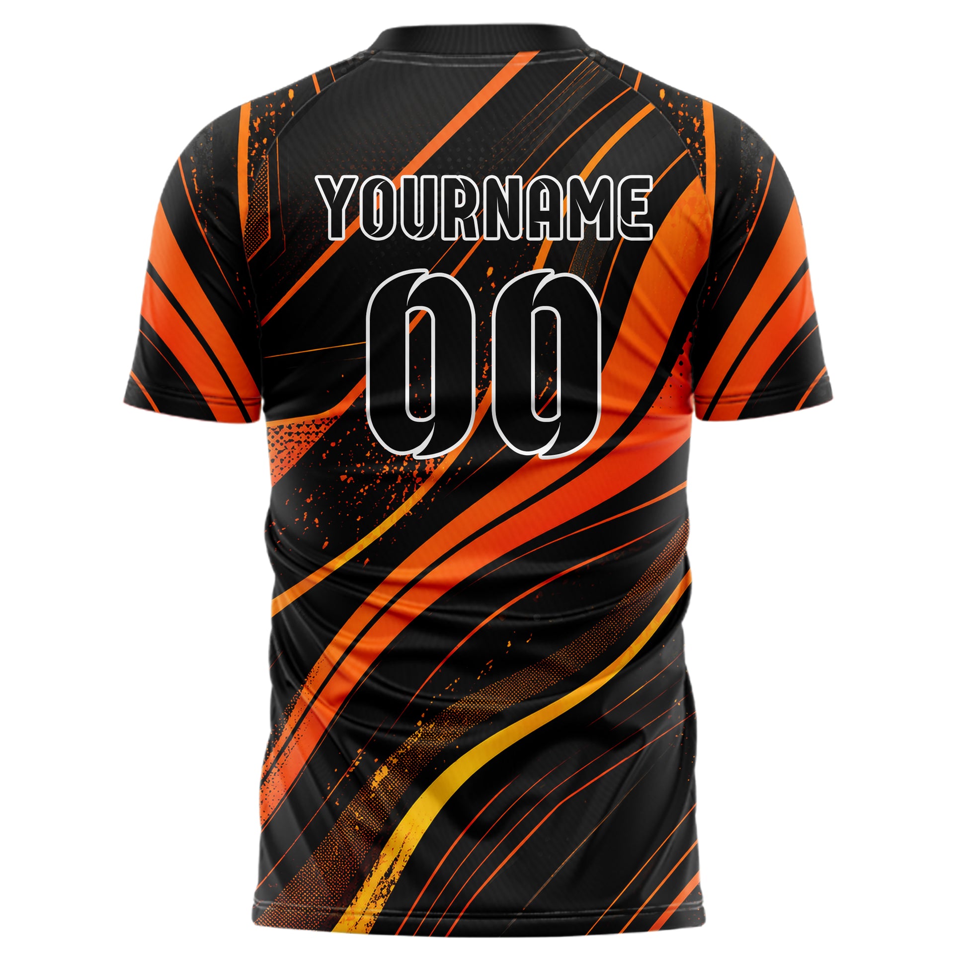 Schwarz dunkles abstrakte Linien wavy Parallel Curves Design 12-0350 individuelles Fußballtrikot back