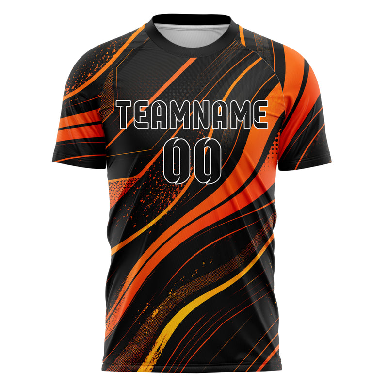 Schwarz dunkles abstrakte Linien wavy Parallel Curves Design 12-0350 individuelles Fußballtrikot front