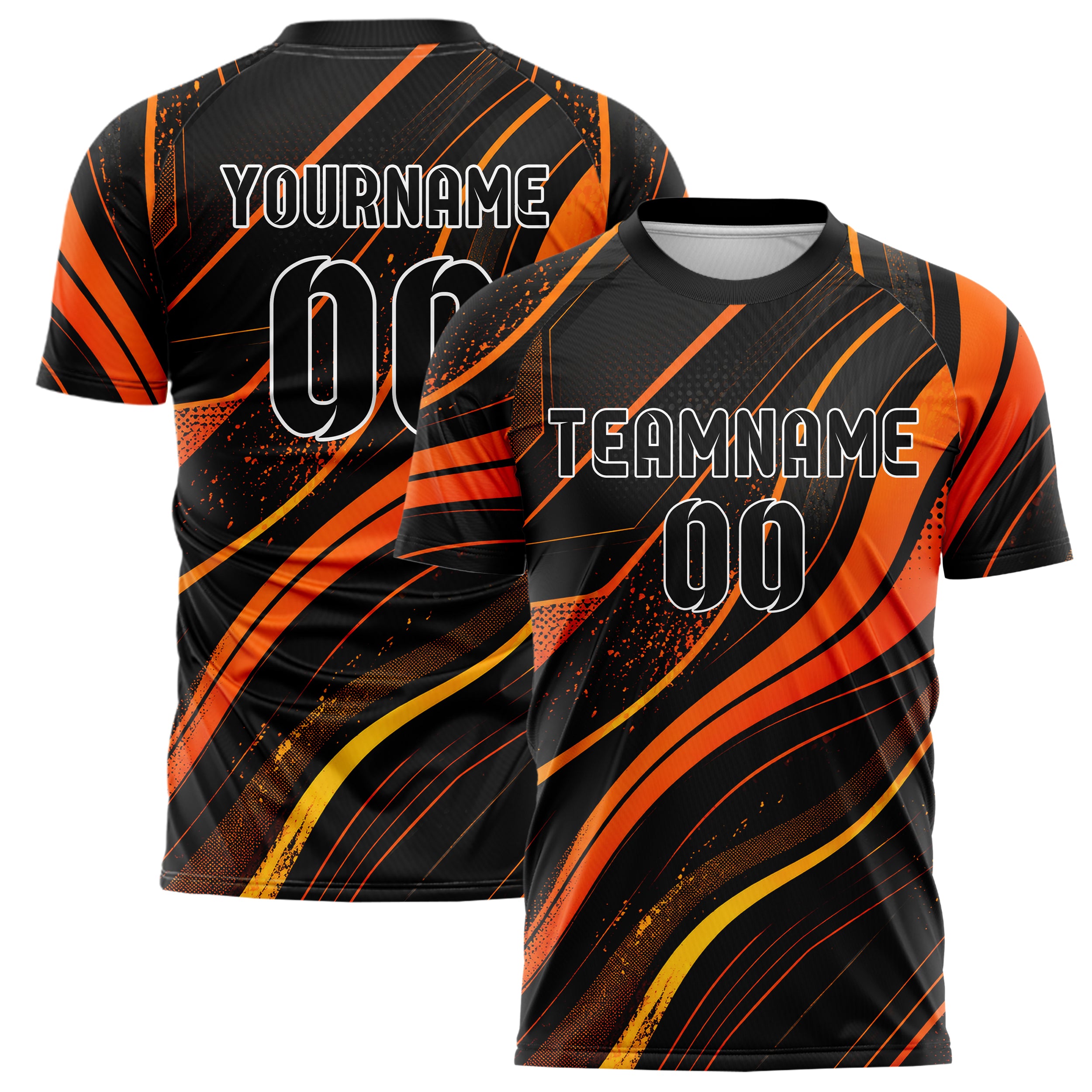 Schwarz dunkles abstrakte Linien wavy Parallel Curves Design 12-0350 individuelles Fußballtrikot main