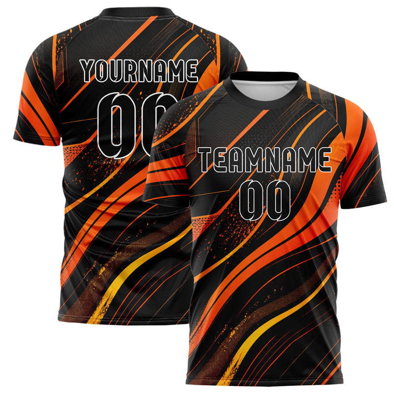 Schwarz dunkles abstrakte Linien wavy Parallel Curves Design 12-0350 individuelles Fußballtrikot main