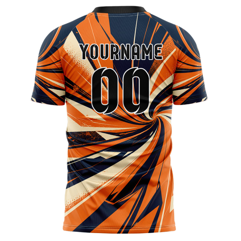 Bay Orange lebendiges abstrakte Linien diagonale Streamlines Design 12-0195 individuelles Fußballtrikot back