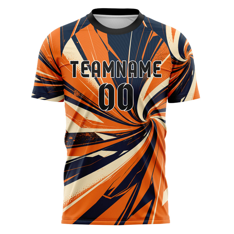 Bay Orange lebendiges abstrakte Linien diagonale Streamlines Design 12-0195 individuelles Fußballtrikot front