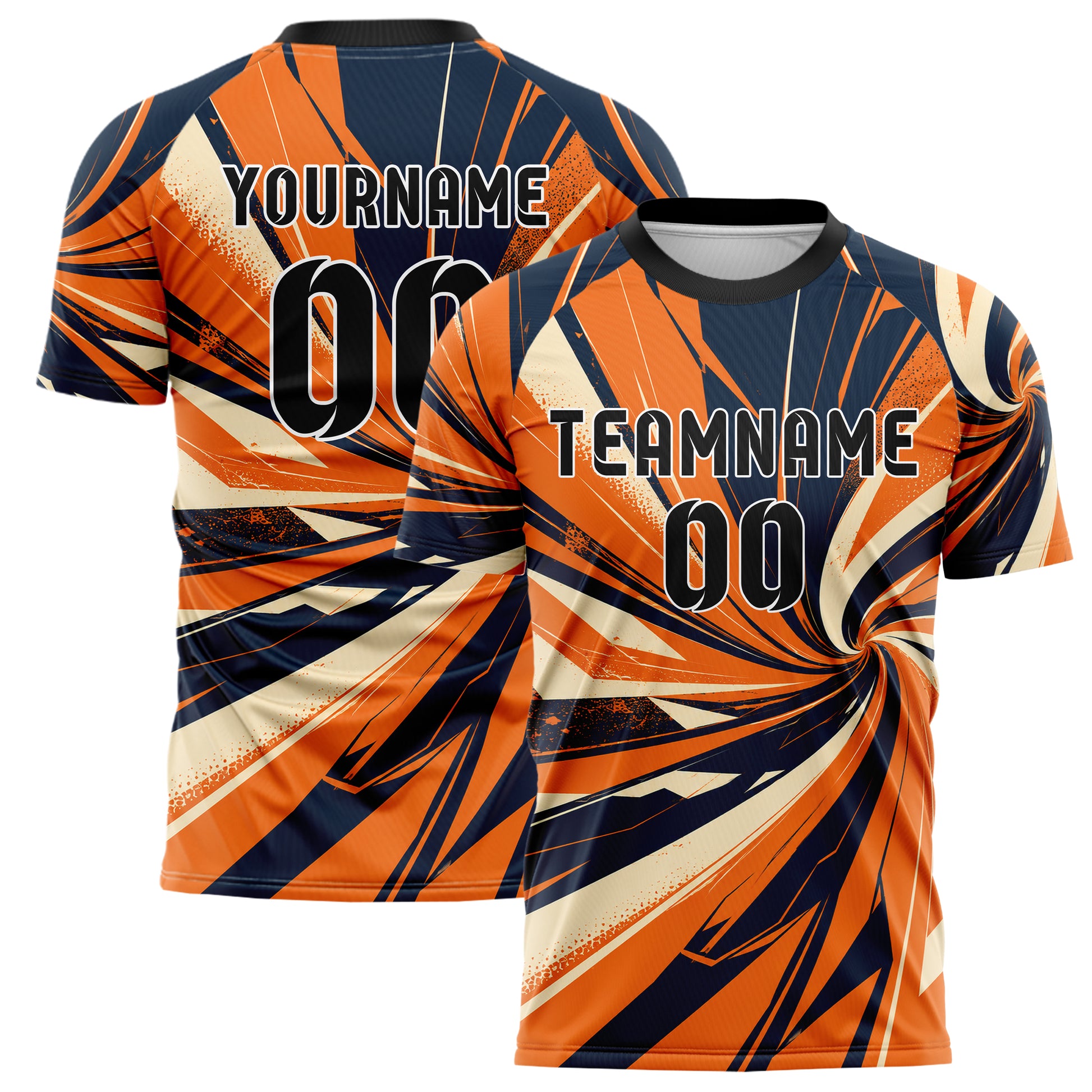 Bay Orange lebendiges abstrakte Linien diagonale Streamlines Design 12-0195 individuelles Fußballtrikot main