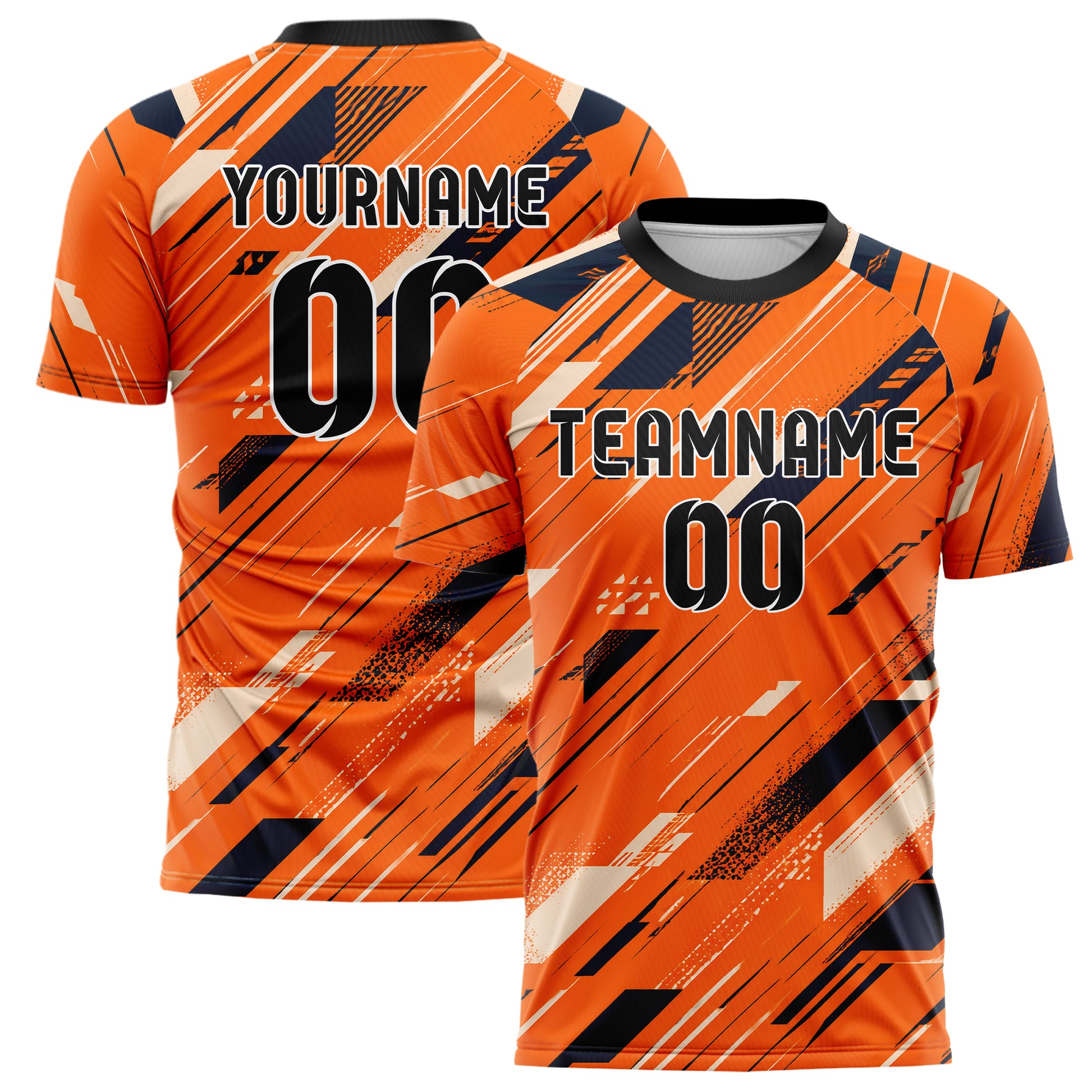 Bay Orange lebendiges abstrakte Linien diagonale Streamlines Design 12-0291 individuelles Fußballtrikot main
