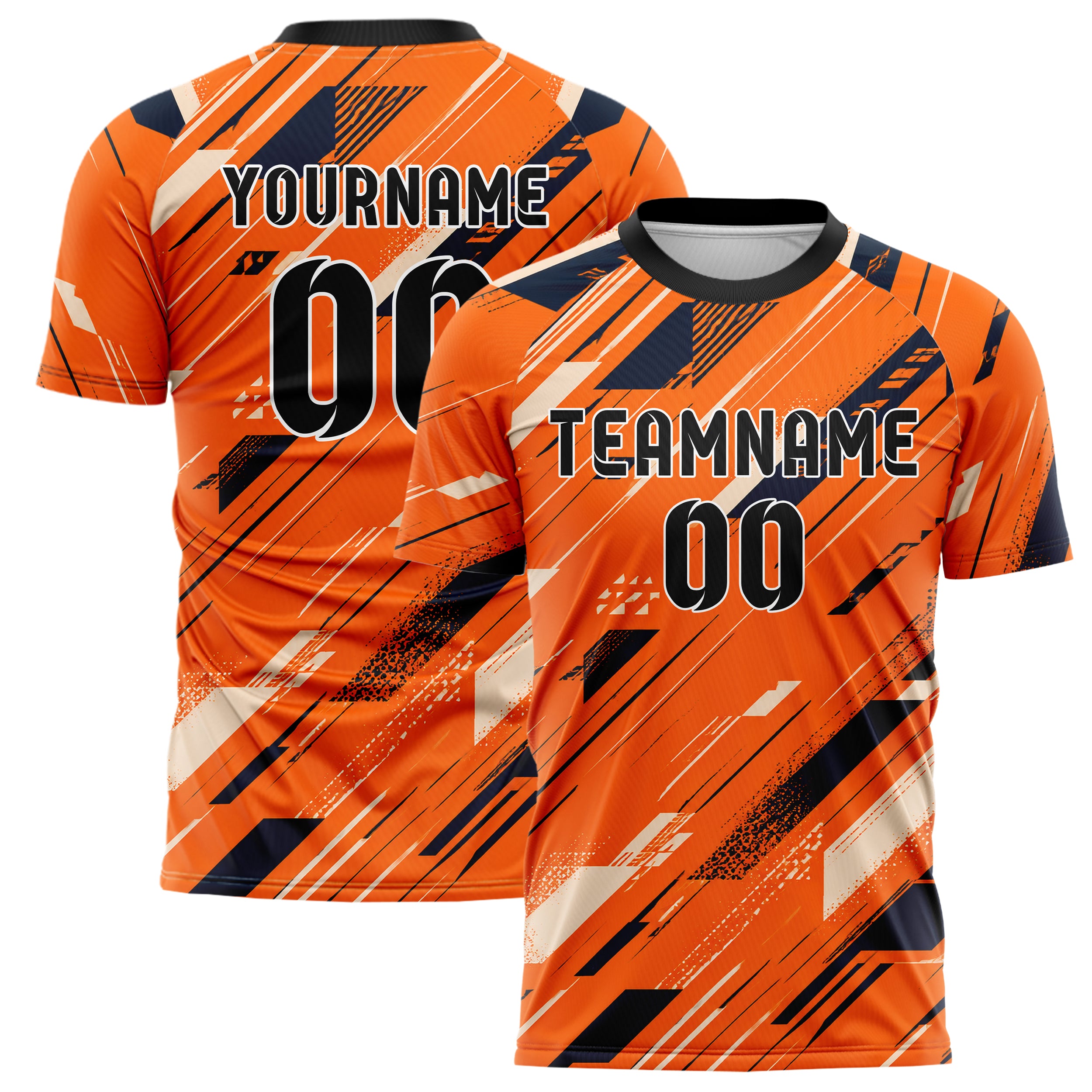 Bay Orange lebendiges abstrakte Linien diagonale Streamlines Design 12-0291 individuelles Fußballtrikot main