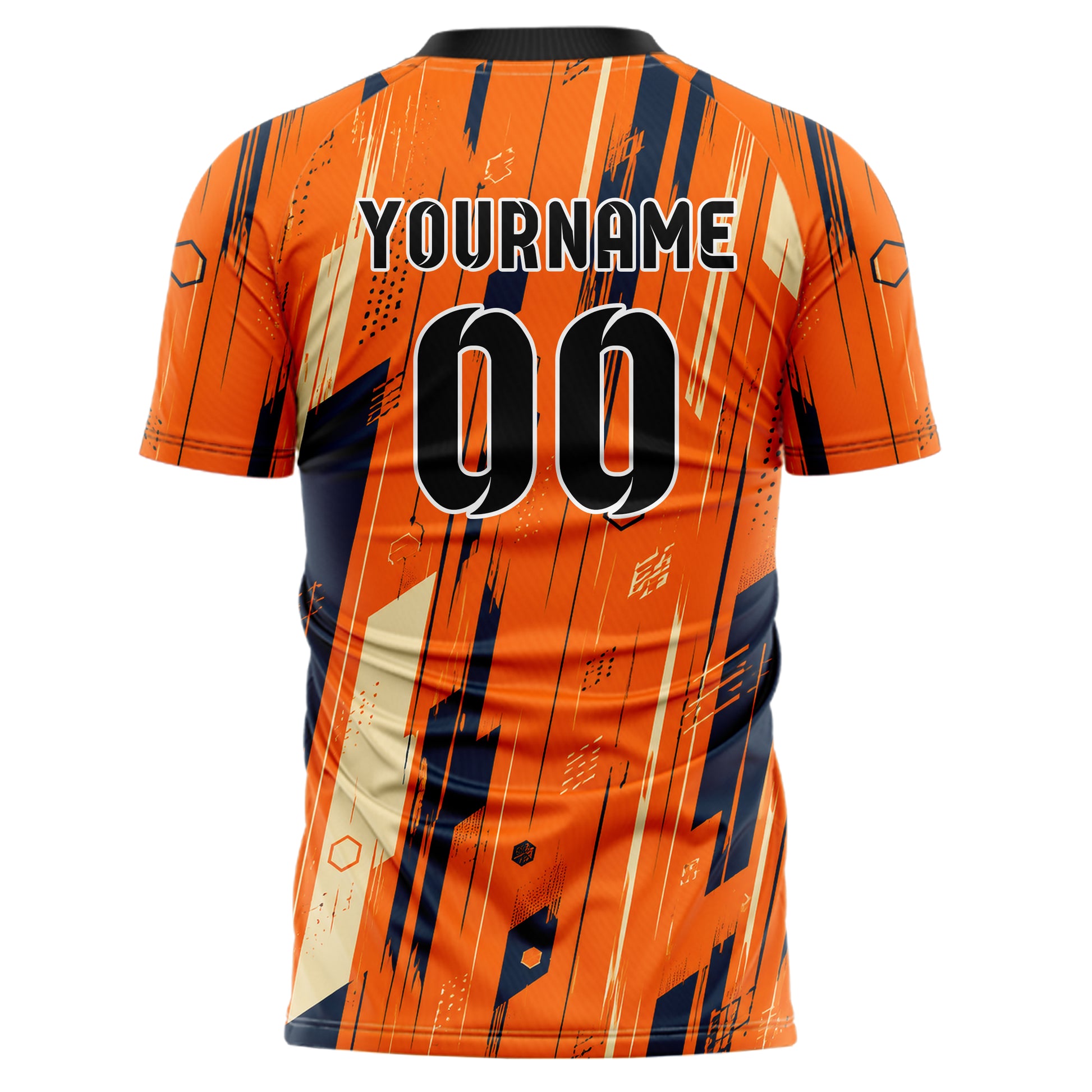 Bay Orange lebendiges abstrakte Linien diagonale Streamlines Design 12-0363 individuelles Fußballtrikot back