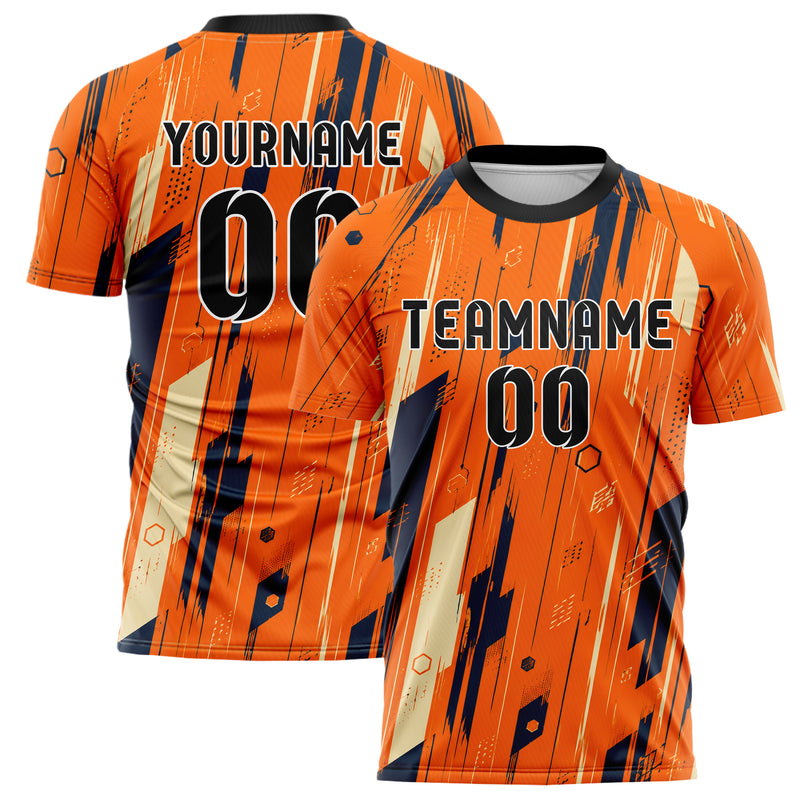 Bay Orange lebendiges abstrakte Linien diagonale Streamlines Design 12-0363 individuelles Fußballtrikot main