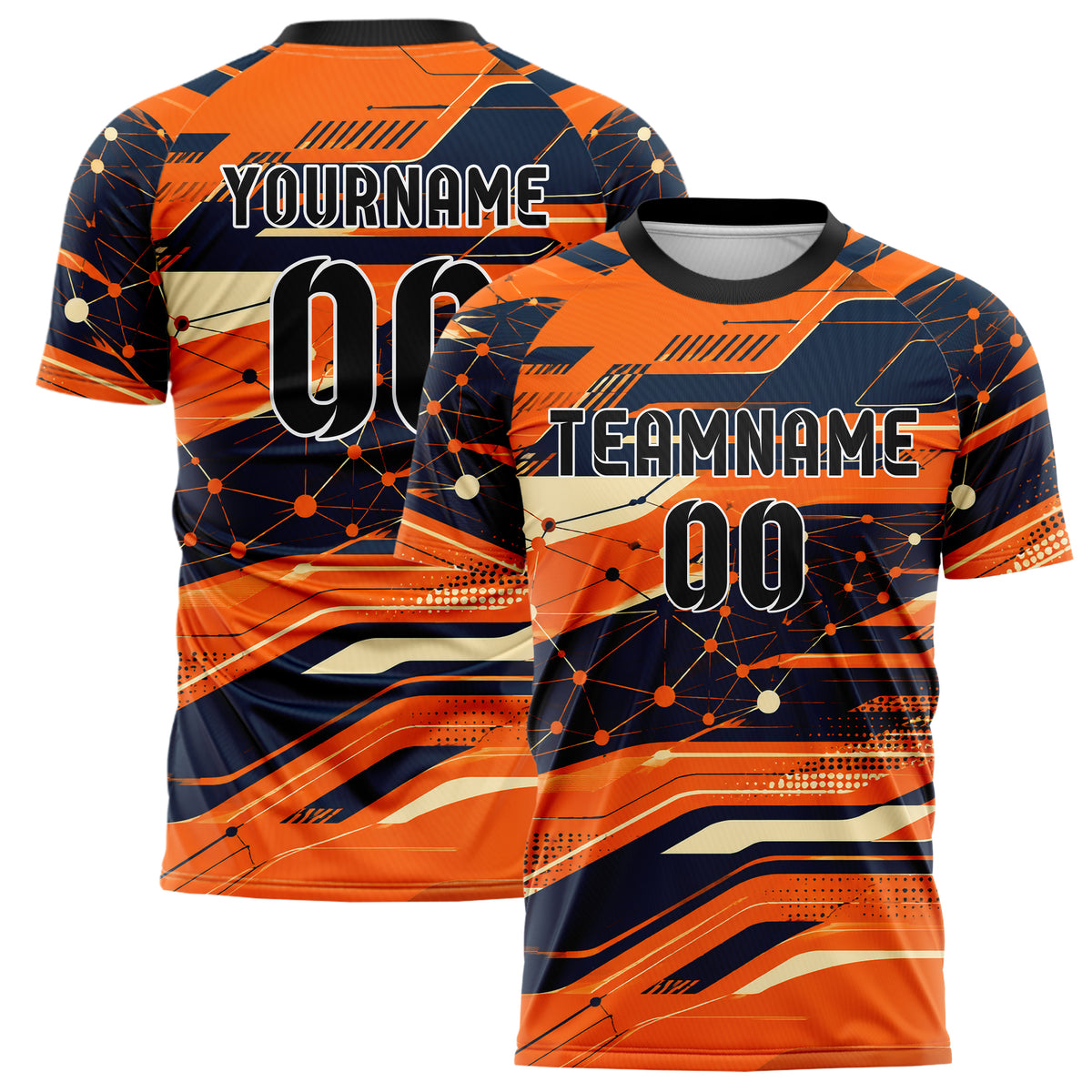 Bay Orange lebendiges abstrakte Linien Network Web Design 12-0039 individuelles Fußballtrikot main