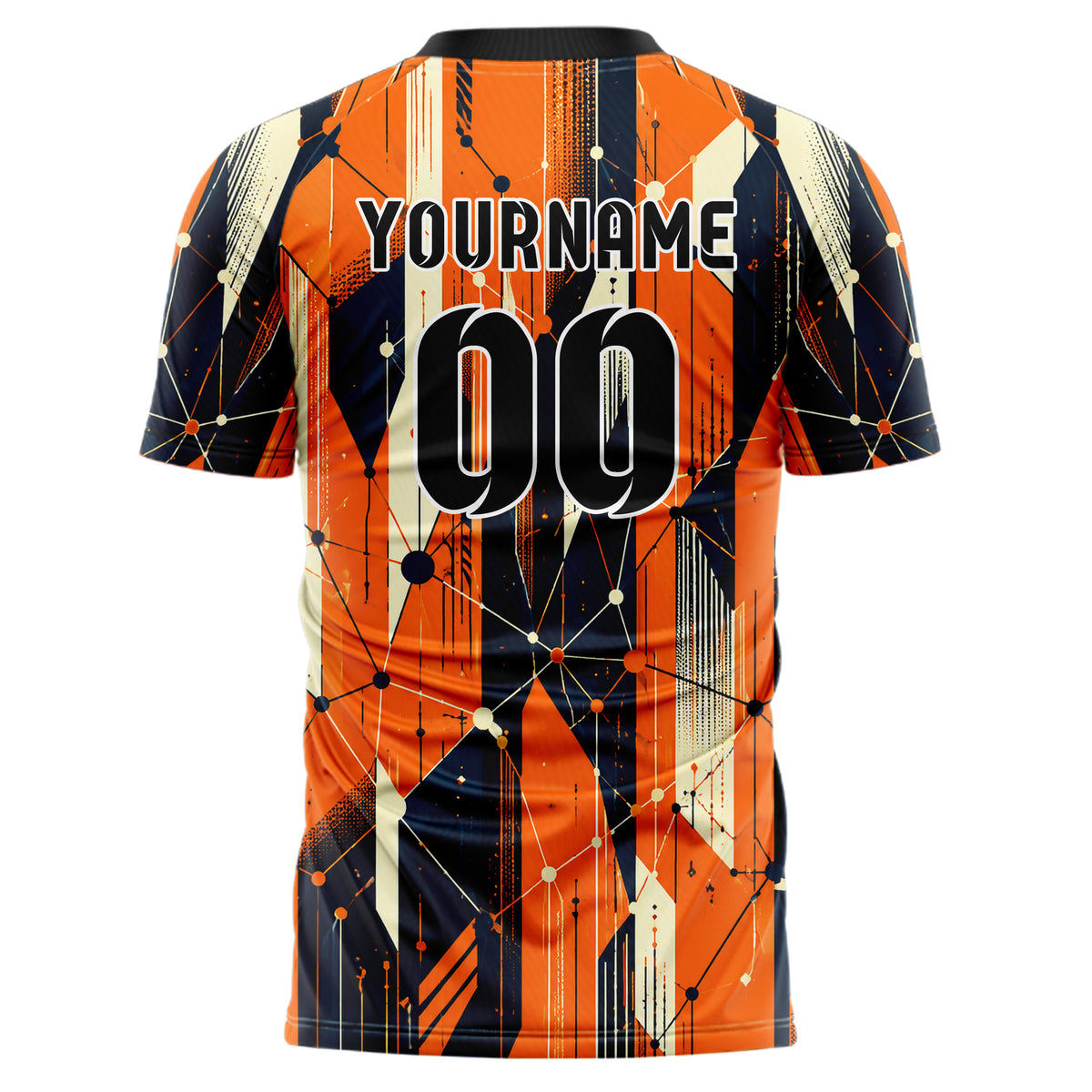 Bay Orange lebendiges abstrakte Linien Network Web Design 12-0447 individuelles Fußballtrikot back