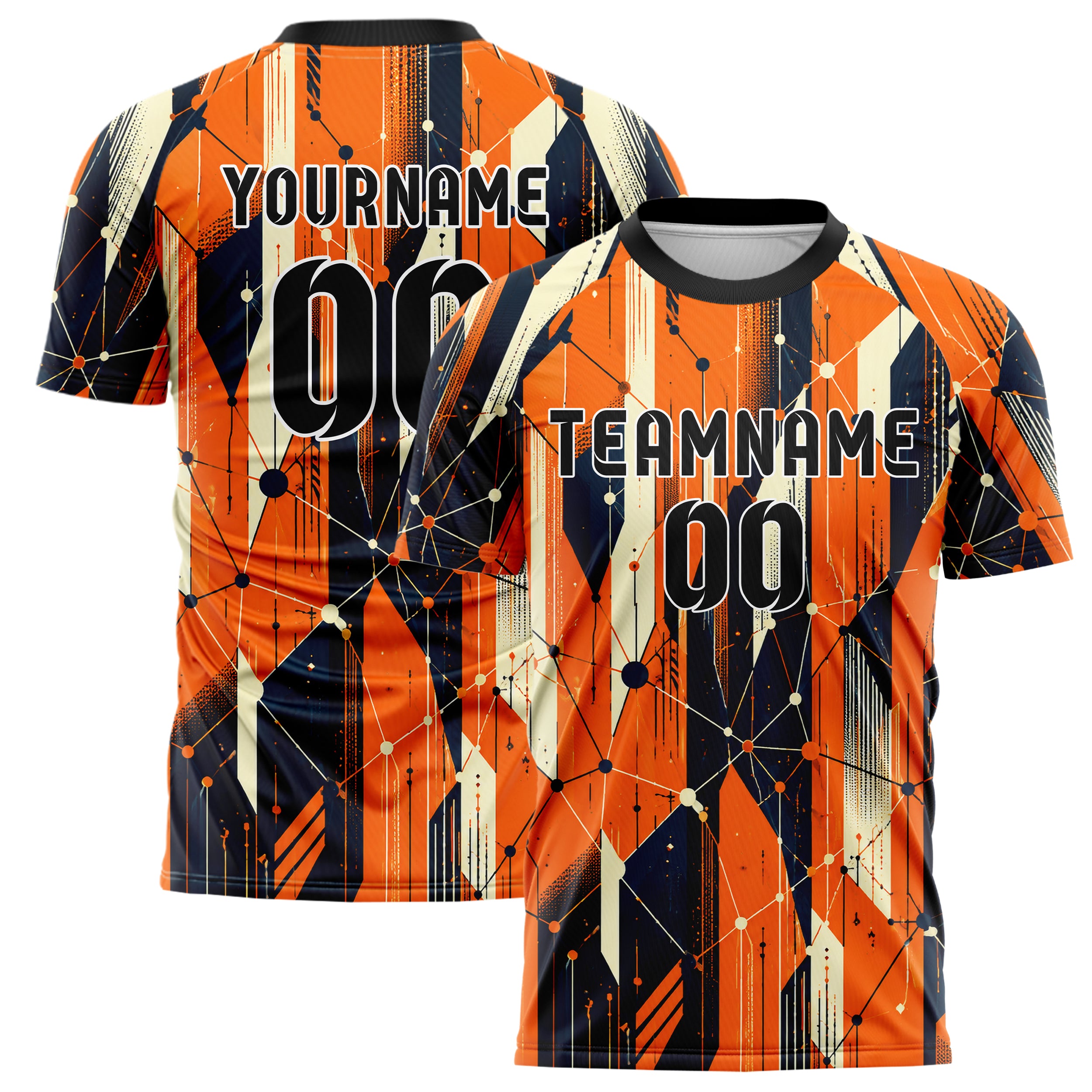 Bay Orange lebendiges abstrakte Linien Network Web Design 12-0447 individuelles Fußballtrikot main