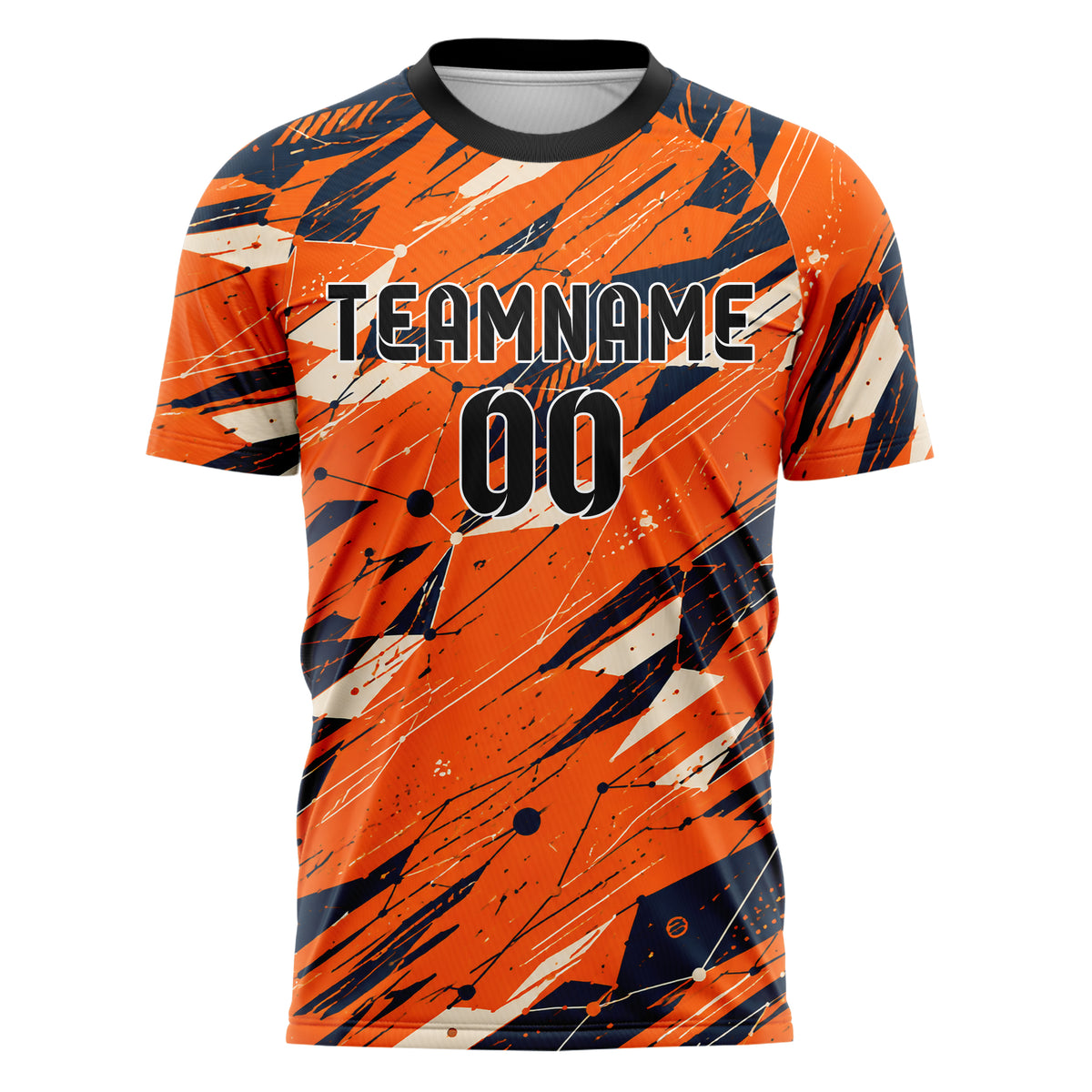 Bay Orange lebendiges abstrakte Linien Network Web Design 12-0591 individuelles Fußballtrikot front