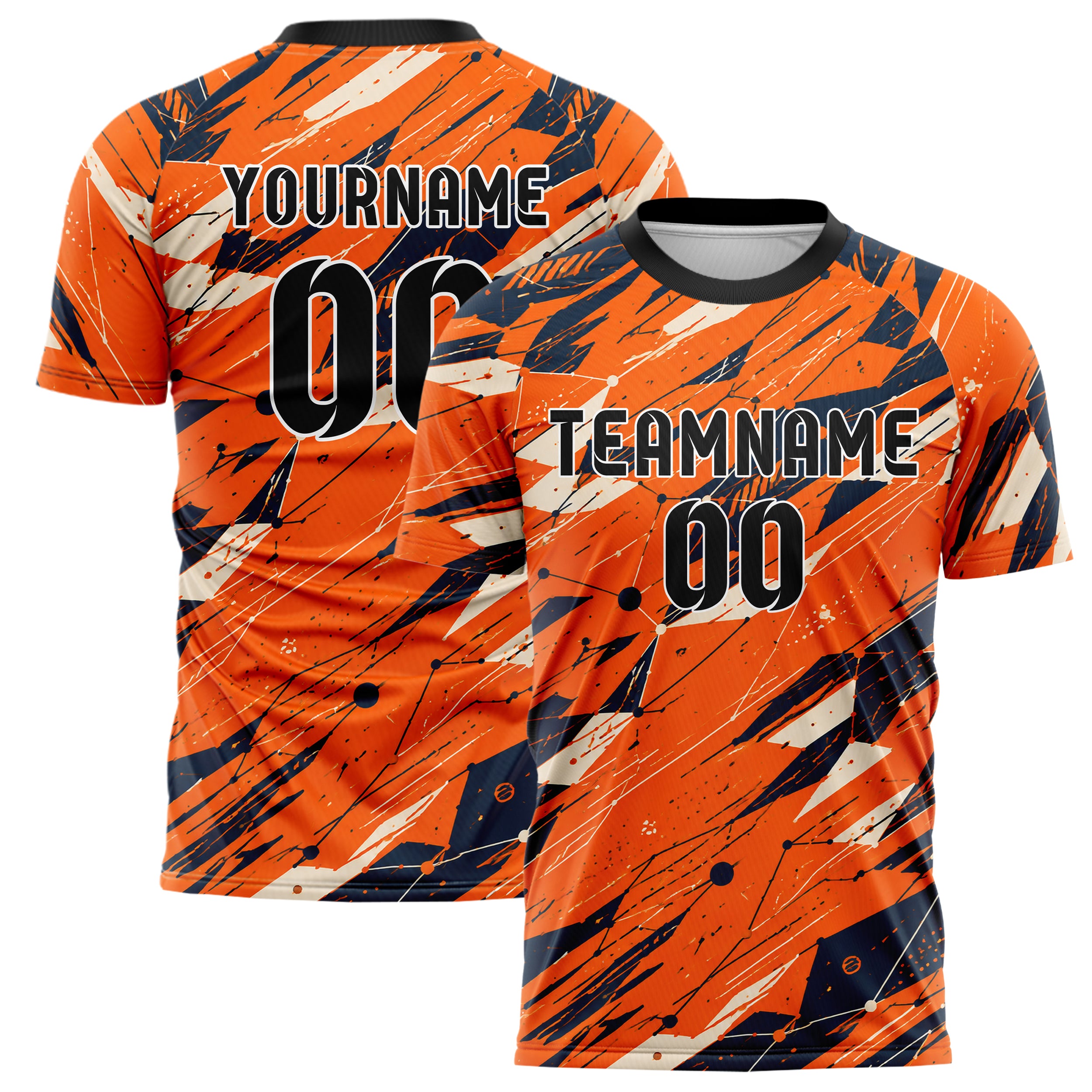 Bay Orange lebendiges abstrakte Linien Network Web Design 12-0591 individuelles Fußballtrikot main