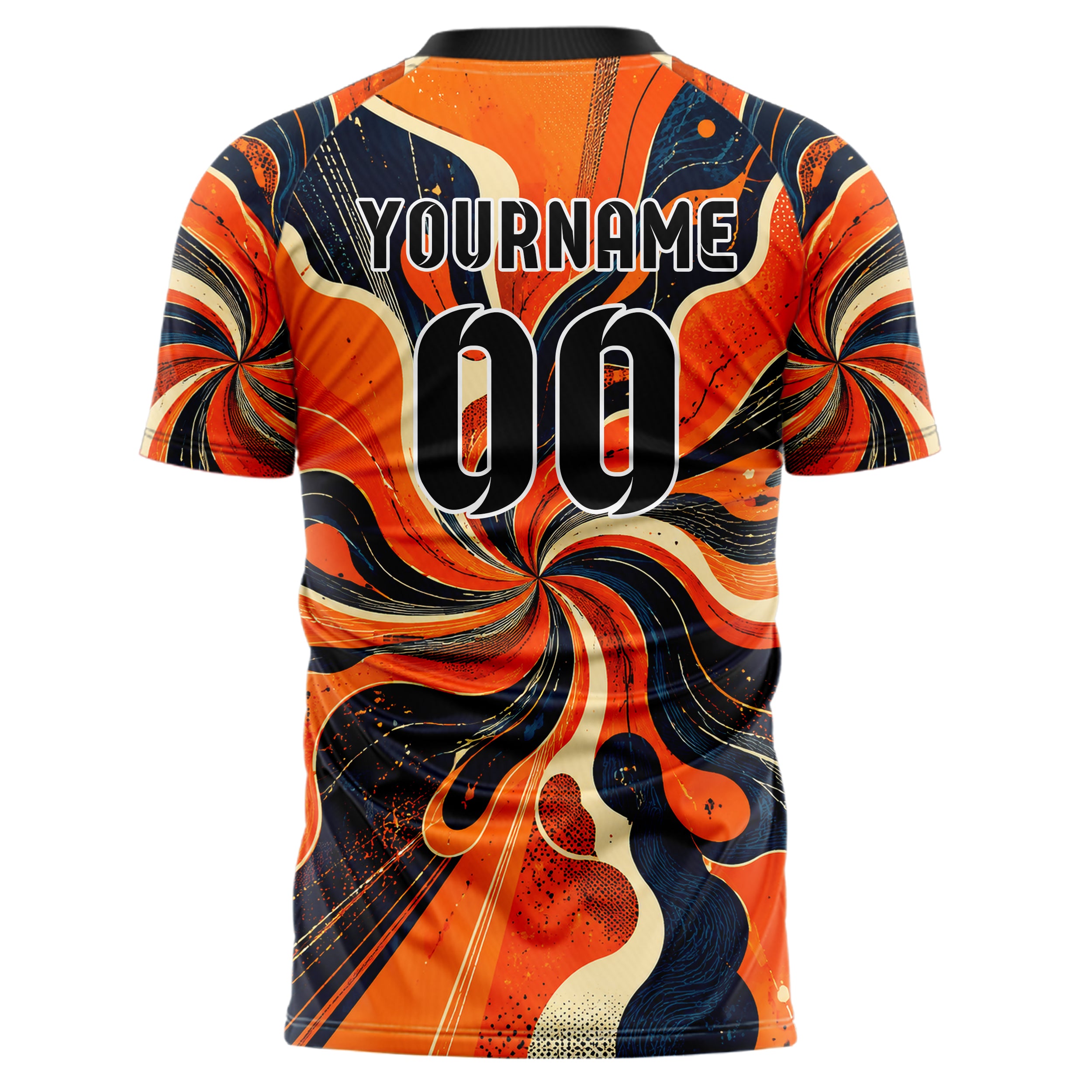 Bay Orange lebendiges abstrakte Linien Organic Blobs Outline Design 12-0036 individuelles Fußballtrikot back