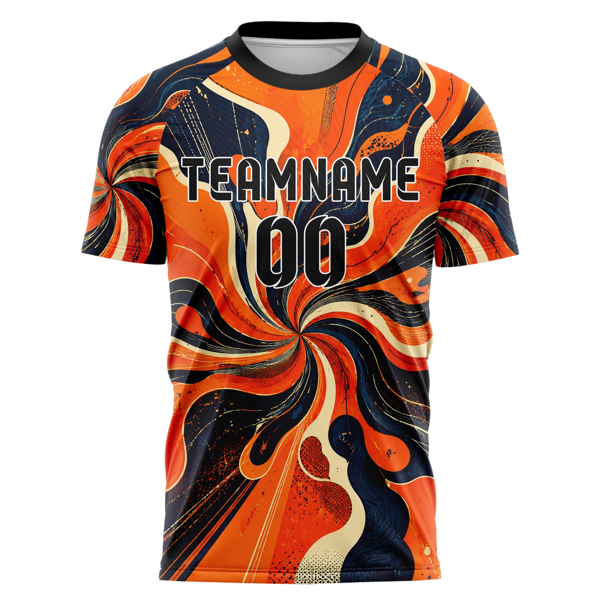Bay Orange lebendiges abstrakte Linien Organic Blobs Outline Design 12-0036 individuelles Fußballtrikot front