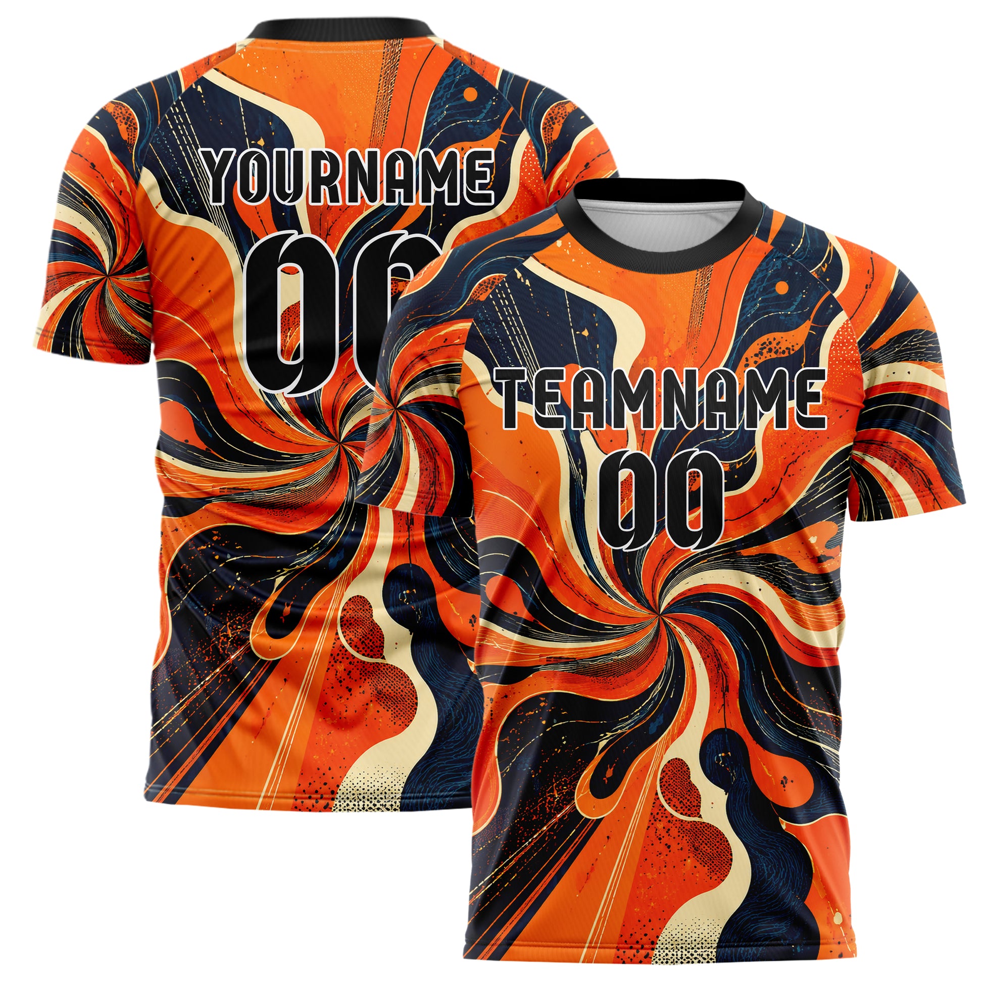Bay Orange lebendiges abstrakte Linien Organic Blobs Outline Design 12-0036 individuelles Fußballtrikot main