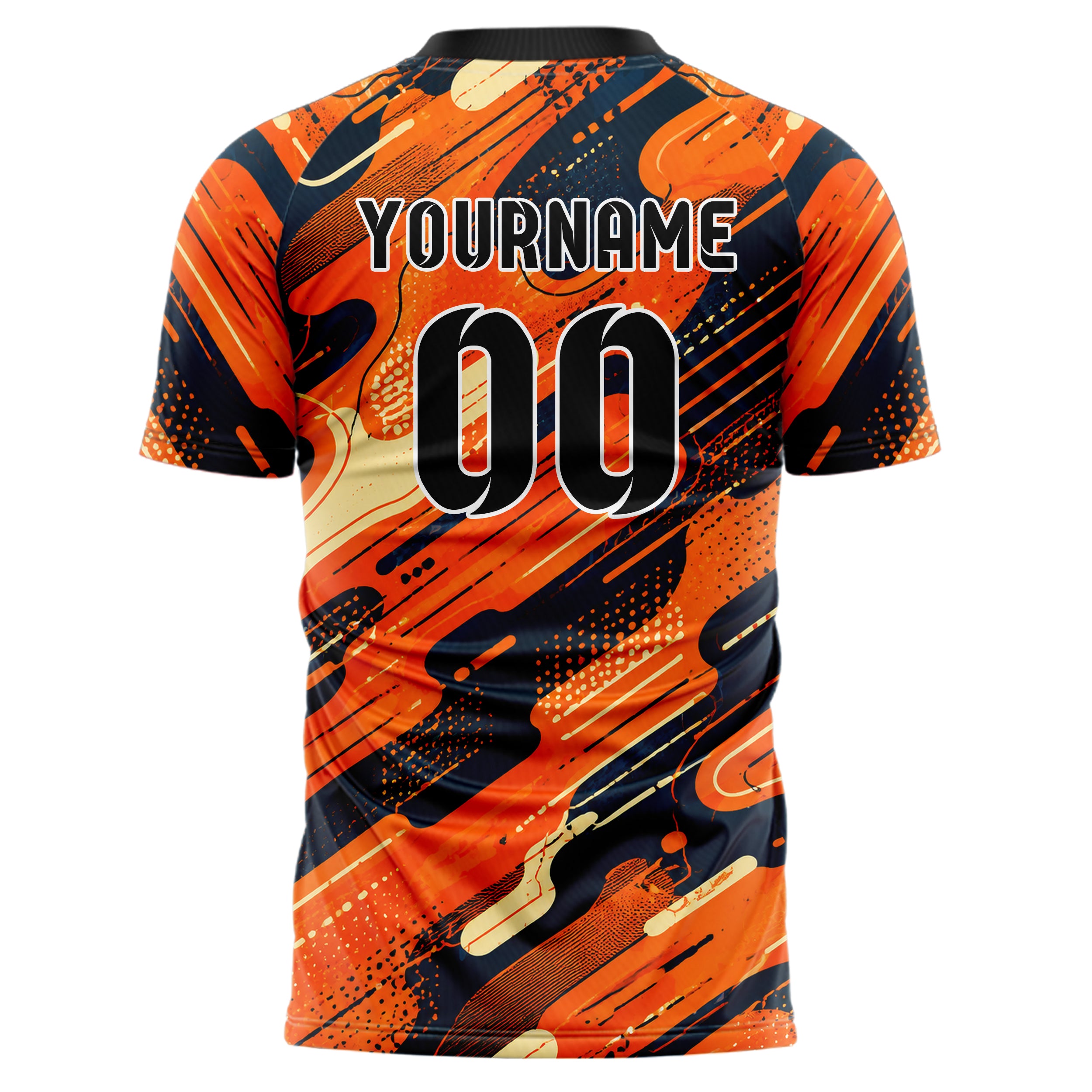 Bay Orange lebendiges abstrakte Linien Organic Blobs Outline Design 12-0156 individuelles Fußballtrikot back