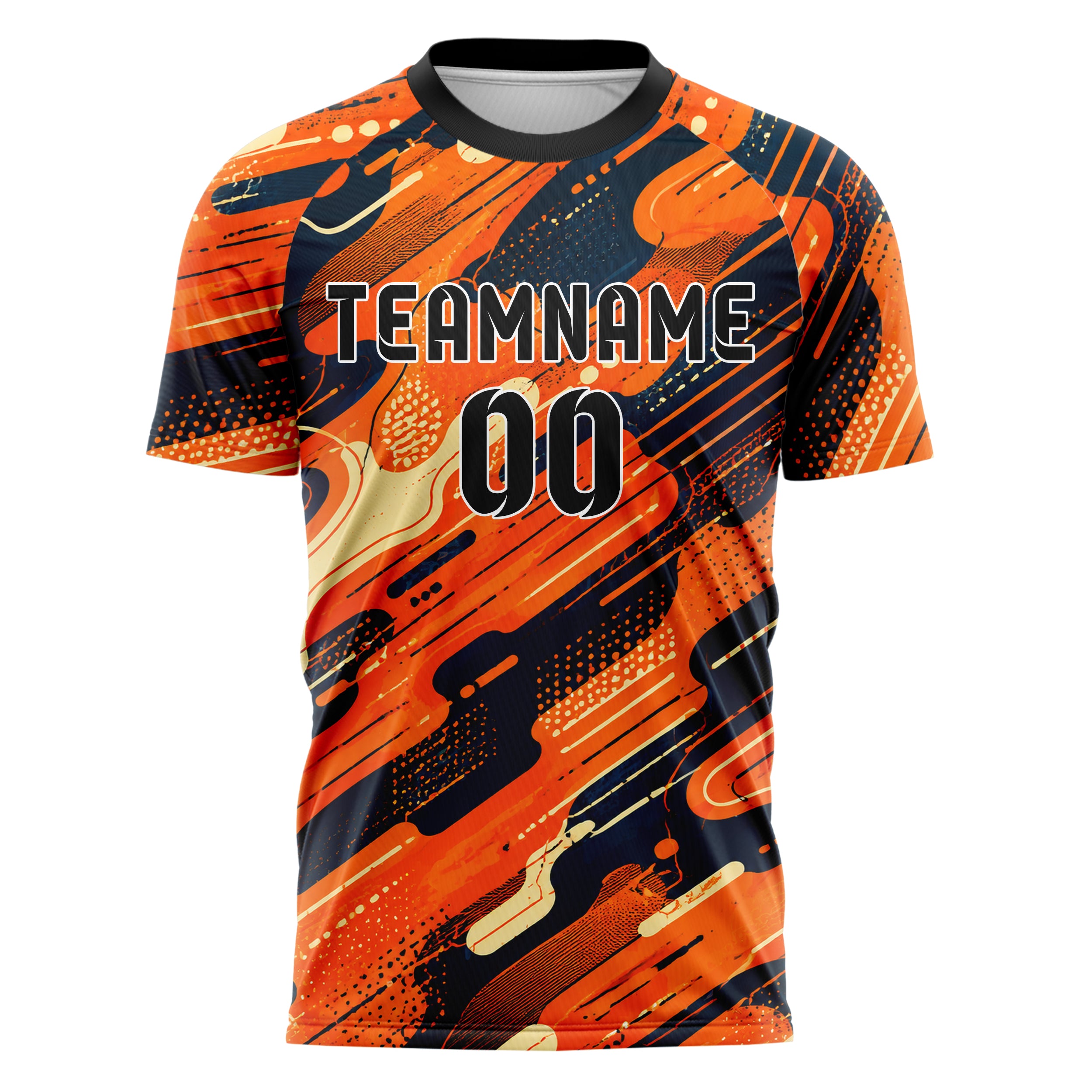 Bay Orange lebendiges abstrakte Linien Organic Blobs Outline Design 12-0156 individuelles Fußballtrikot front