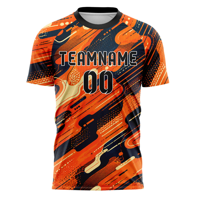 Bay Orange lebendiges abstrakte Linien Organic Blobs Outline Design 12-0156 individuelles Fußballtrikot front
